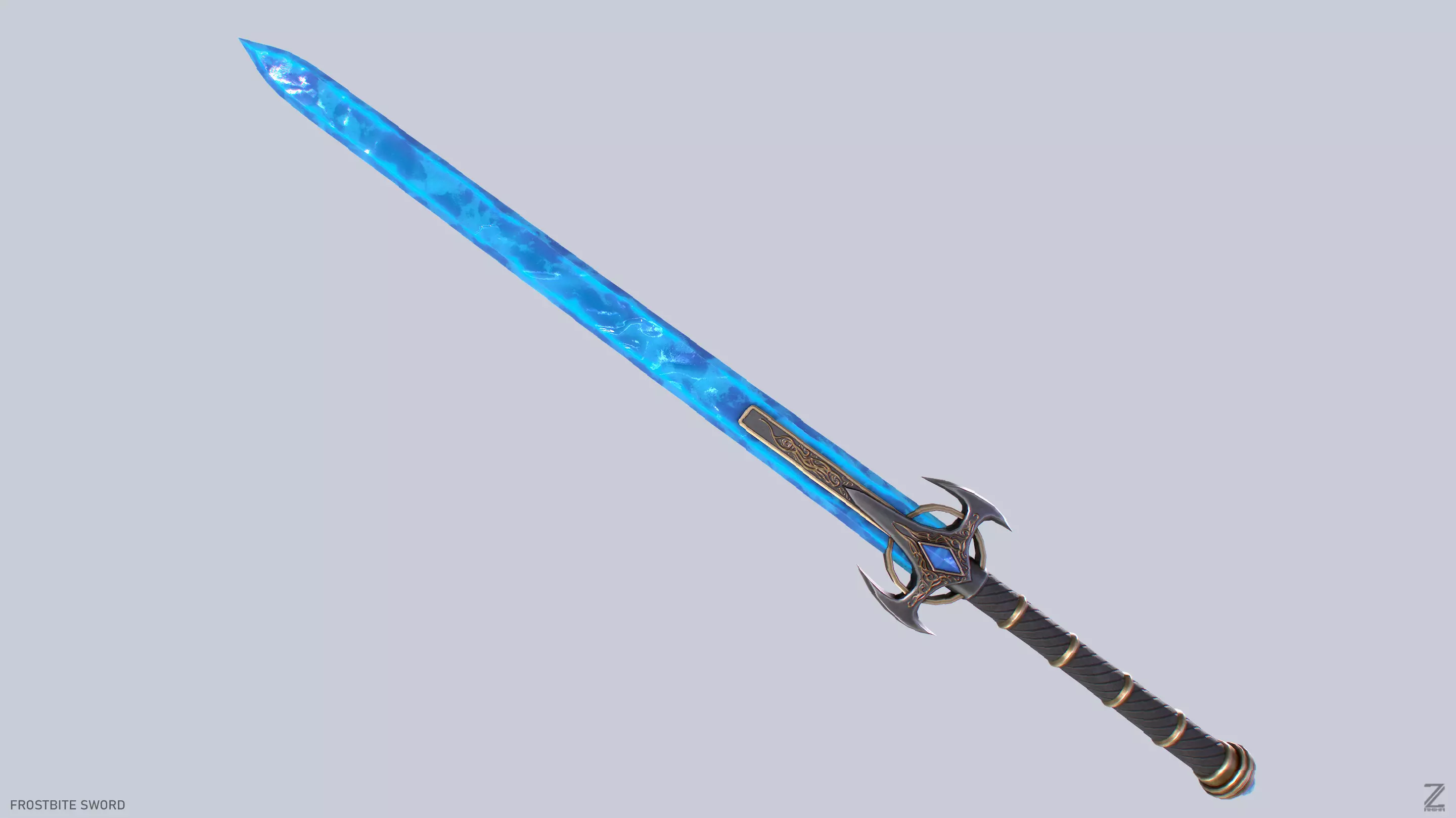 Frostbite sword Low-poly 3D model_0