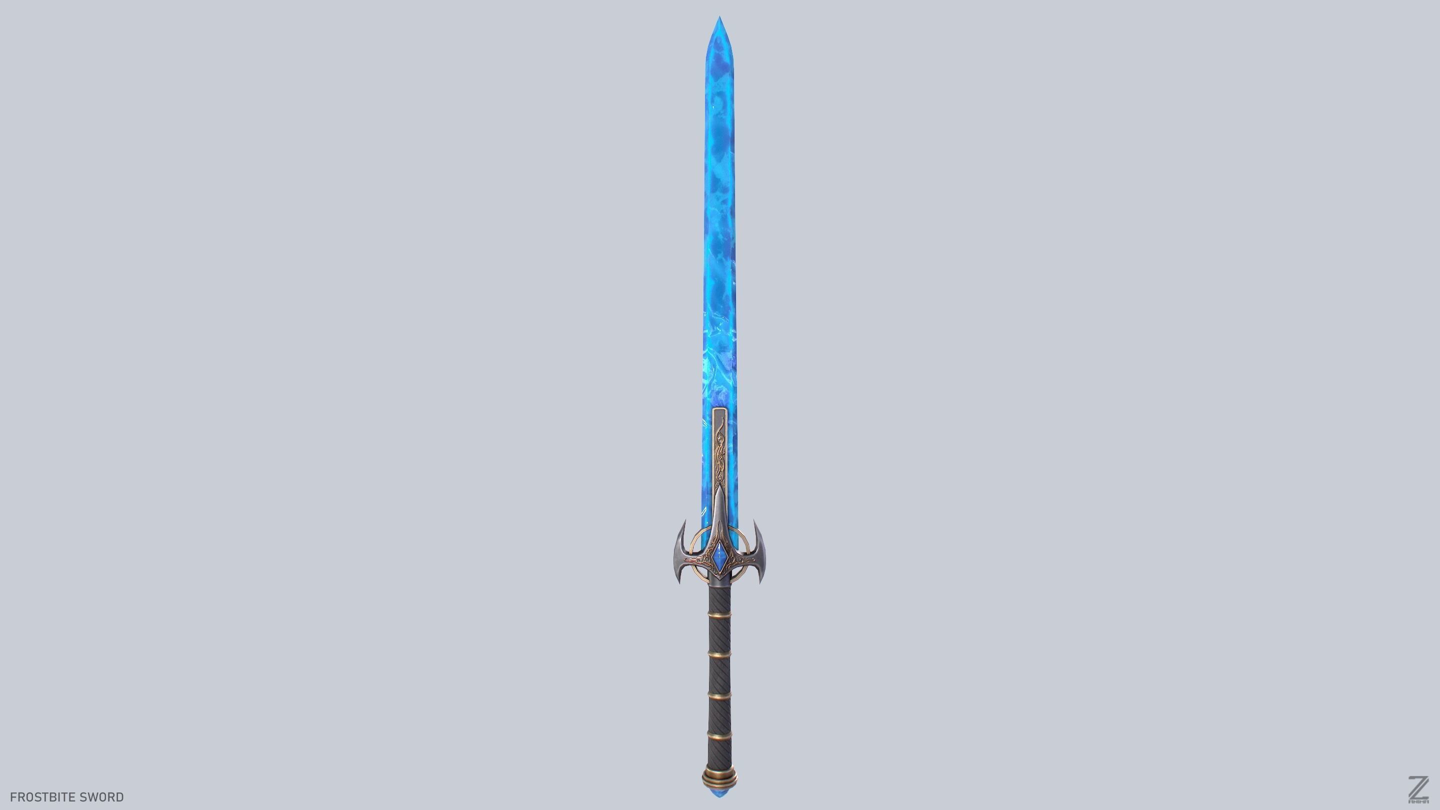 Frostbite sword Low-poly 3D model_2