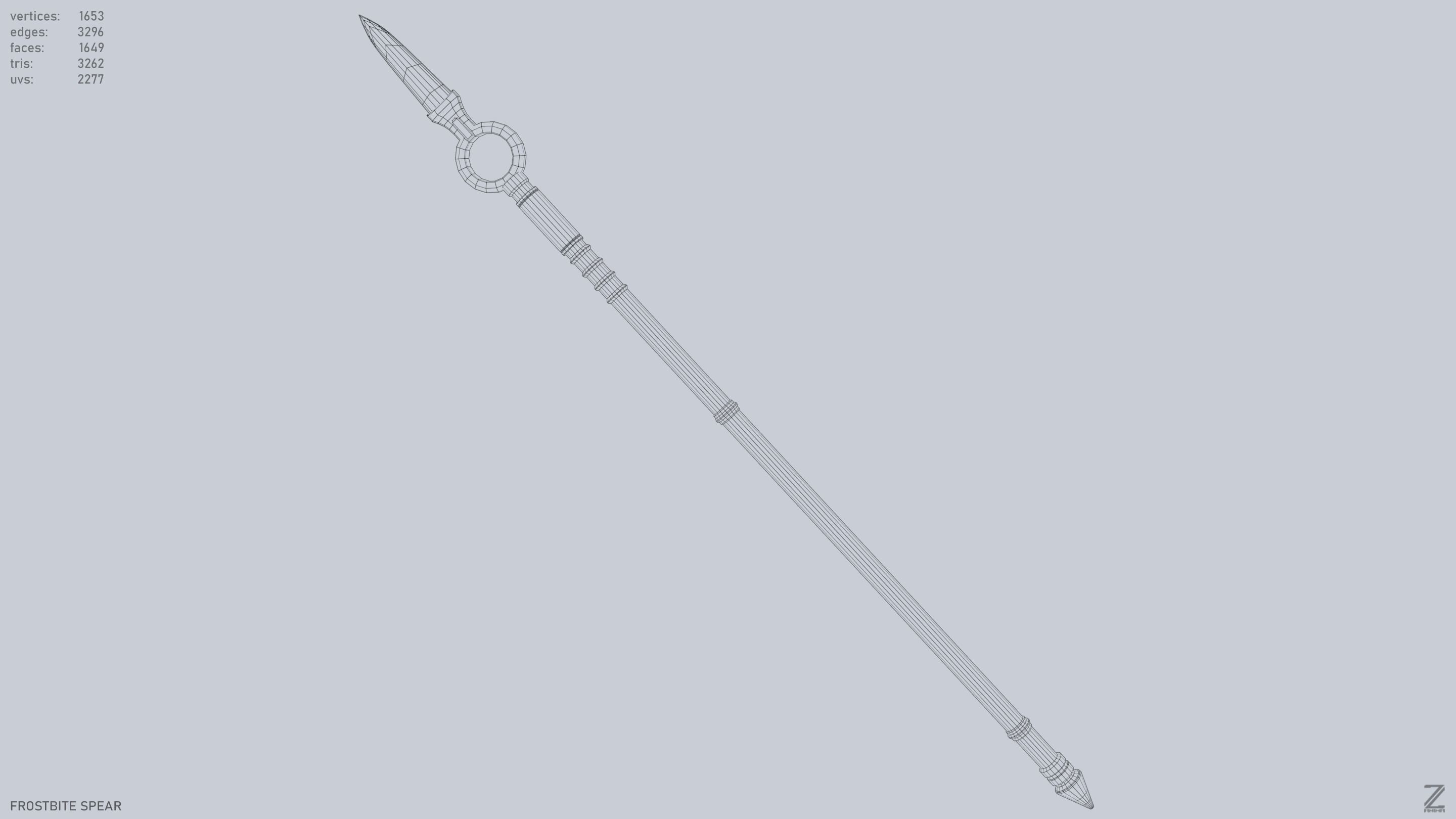 Frostbite spear Low-poly 3D model_5