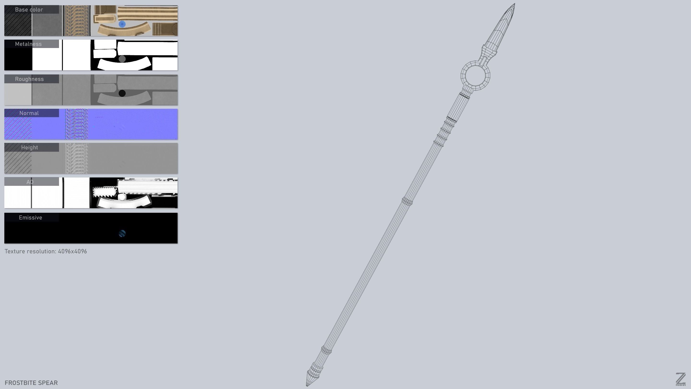 Frostbite spear Low-poly 3D model_3