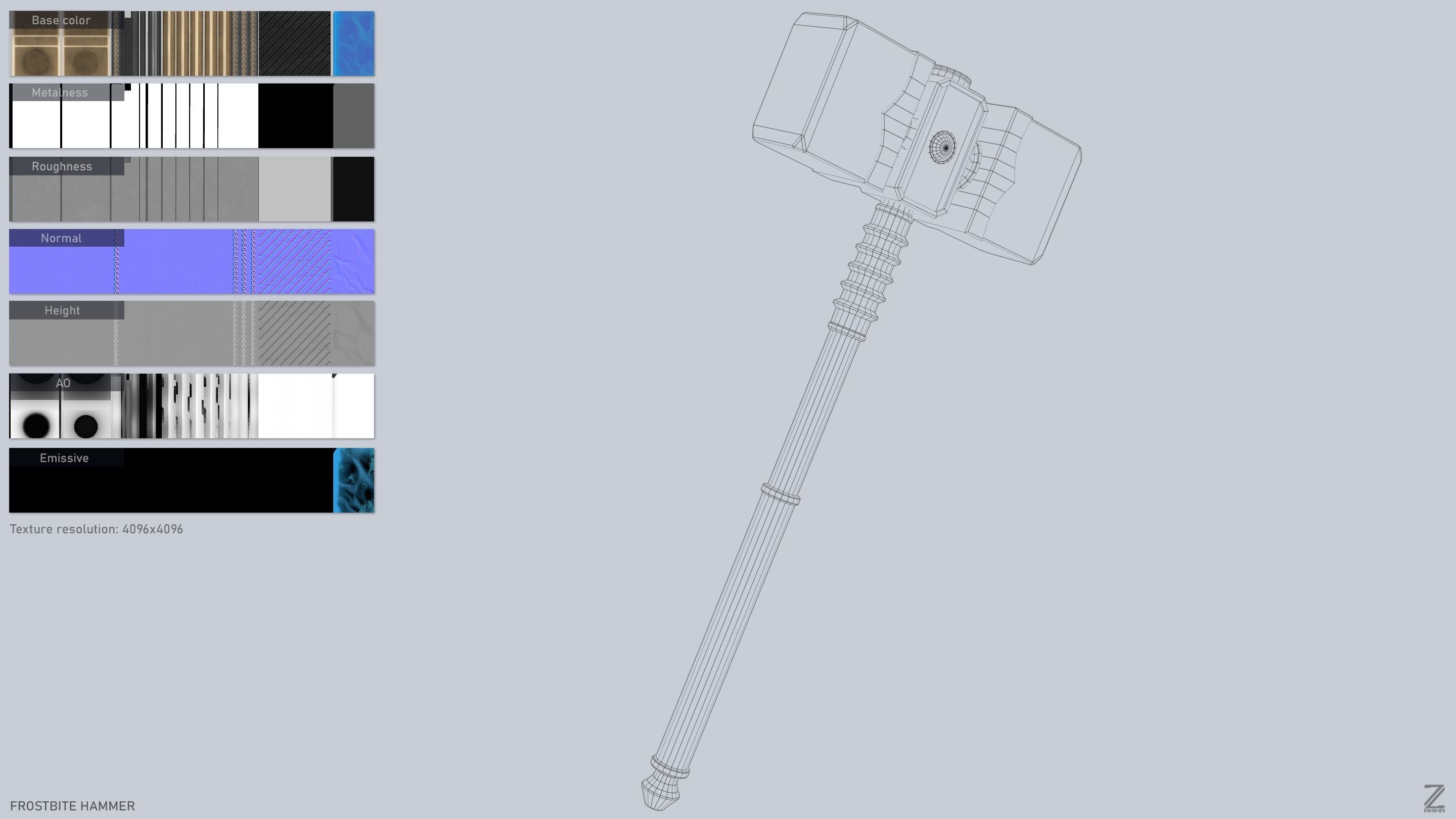 Frostbite hammer Low-poly 3D model_3