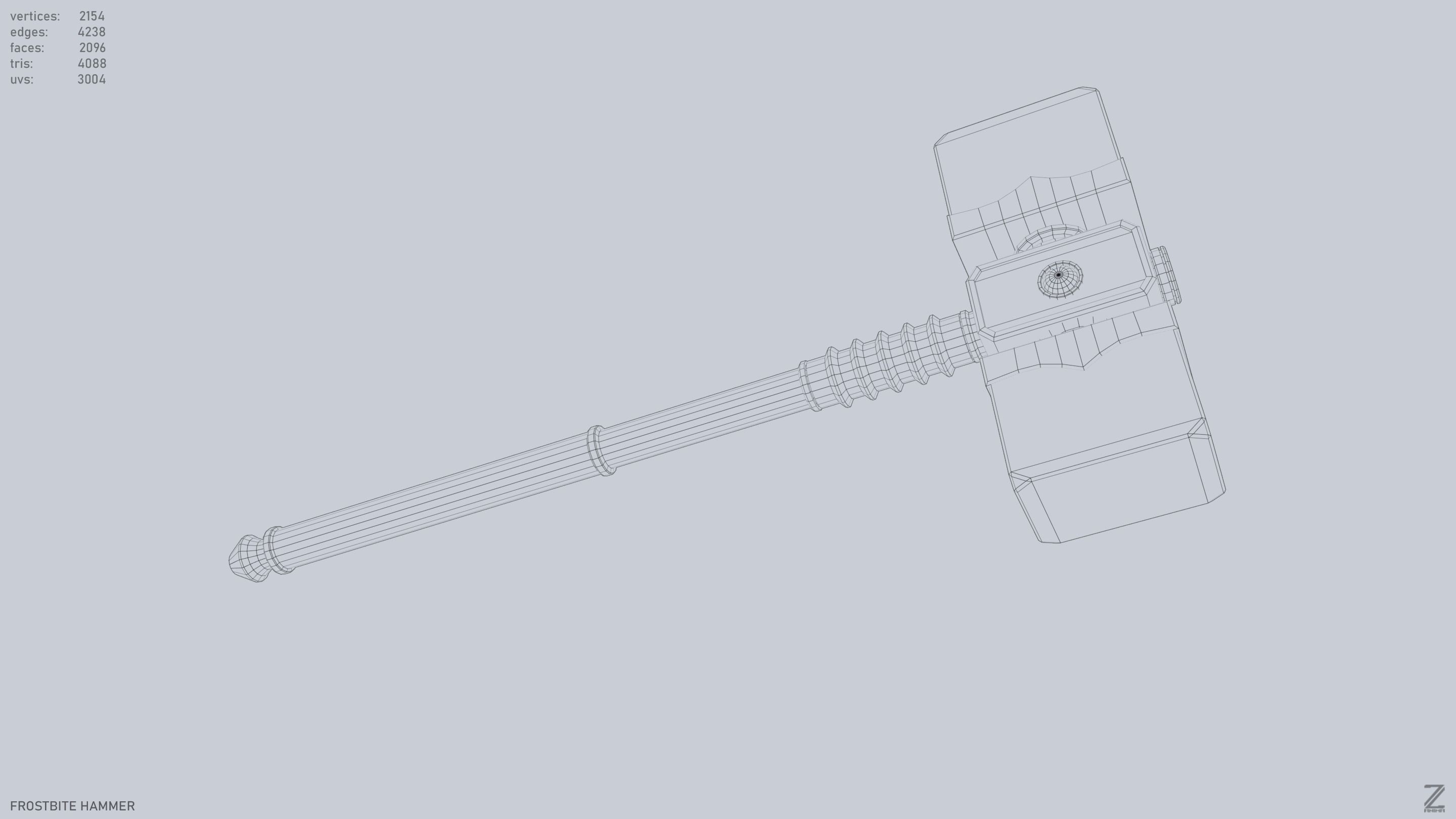 Frostbite hammer Low-poly 3D model_13