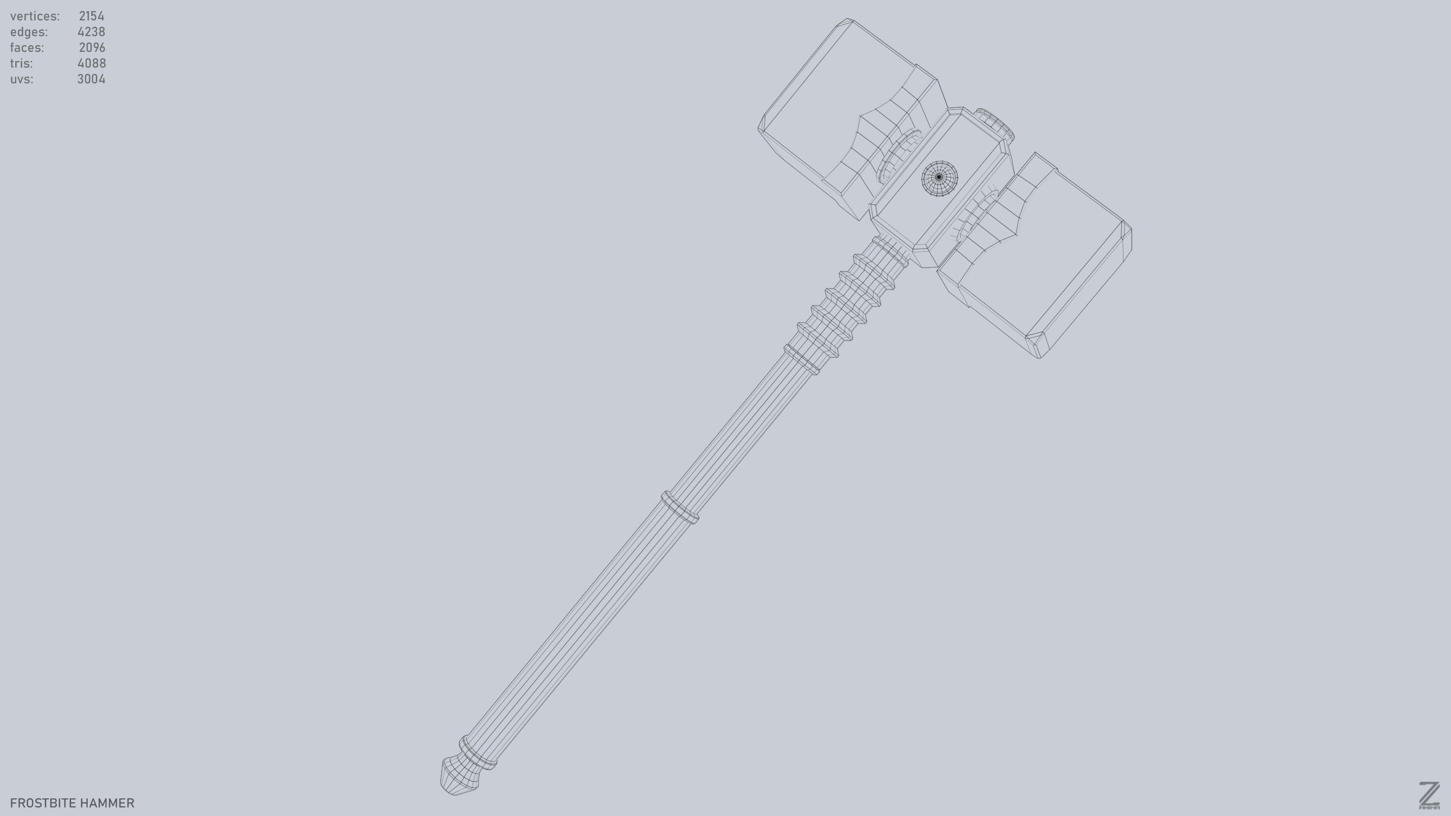Frostbite hammer Low-poly 3D model_12