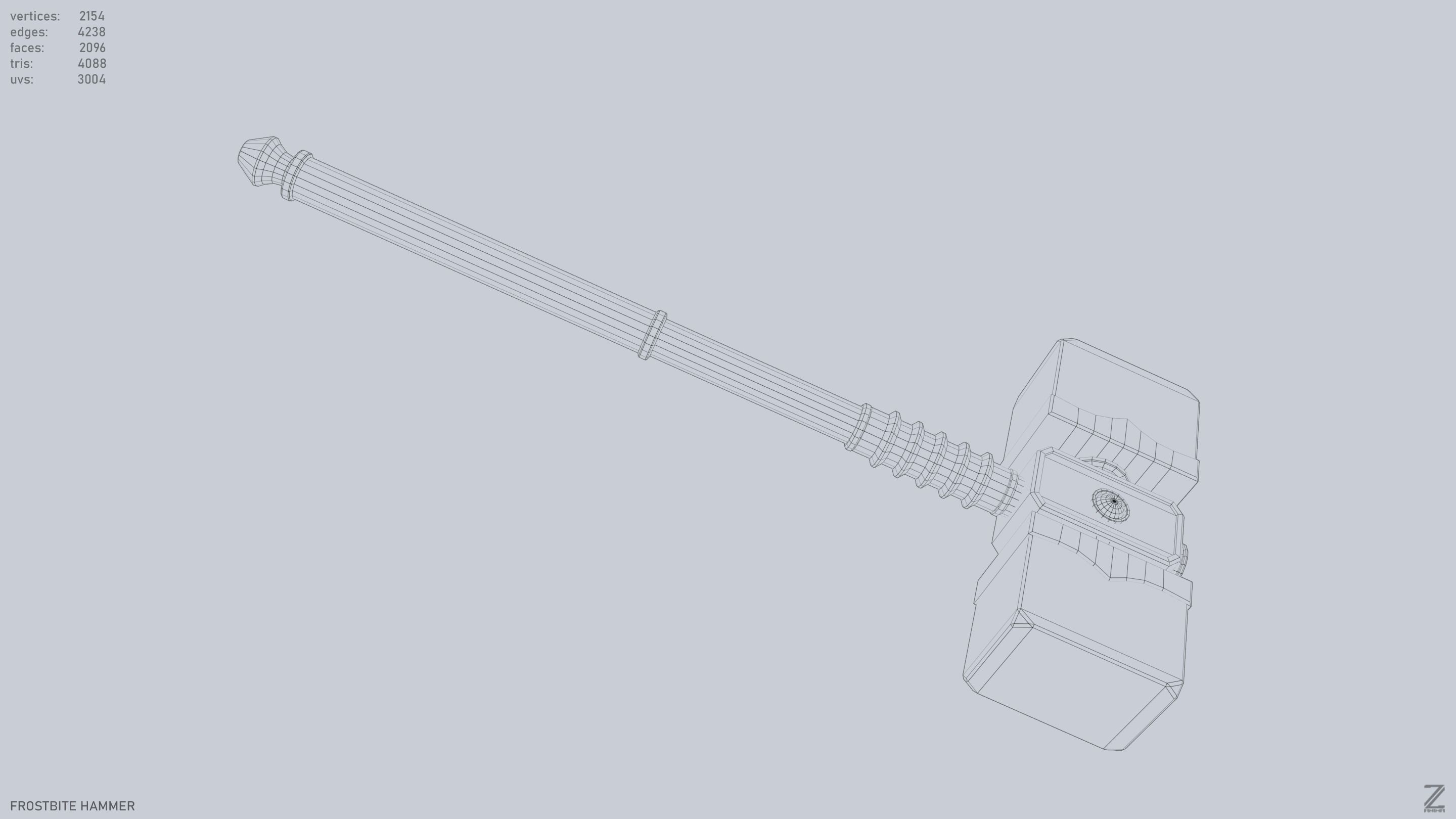 Frostbite hammer Low-poly 3D model_14