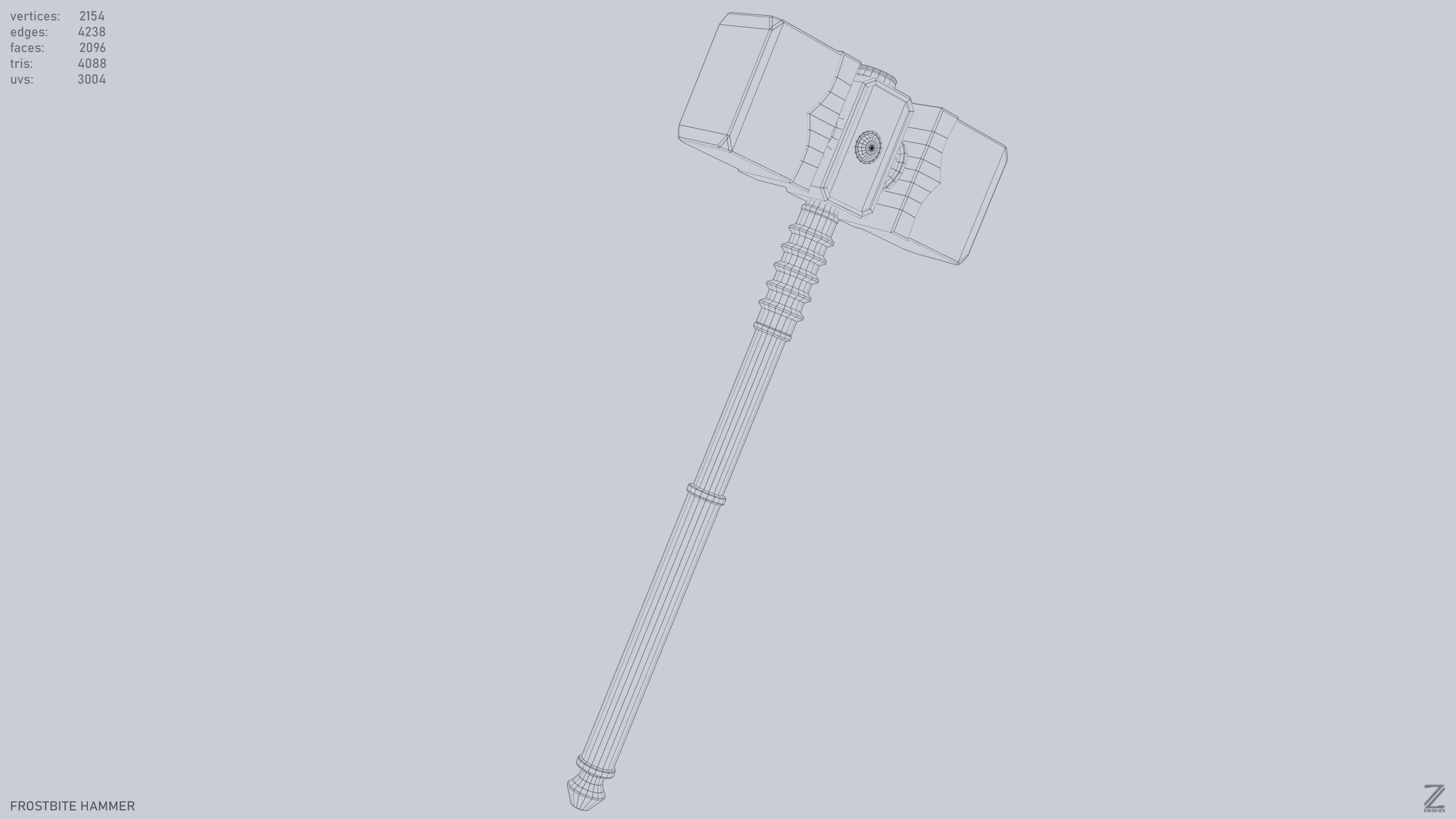 Frostbite hammer Low-poly 3D model_15