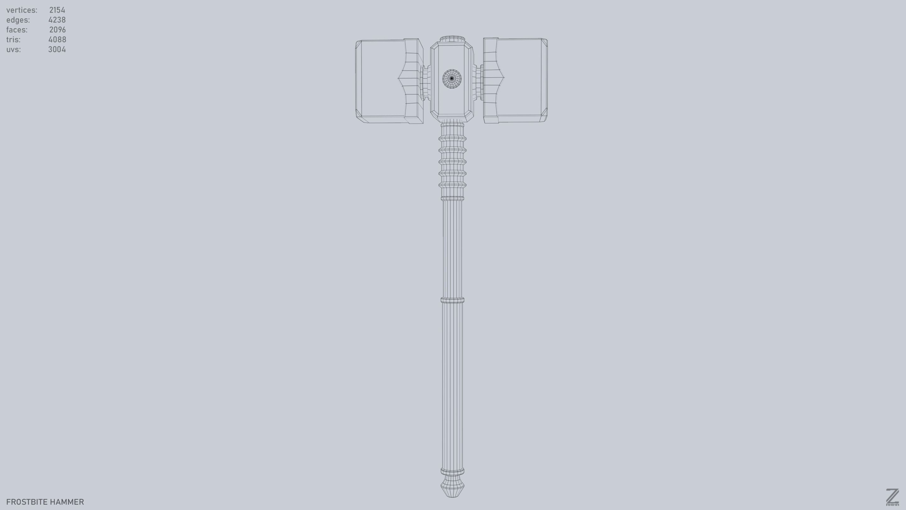 Frostbite hammer Low-poly 3D model_10