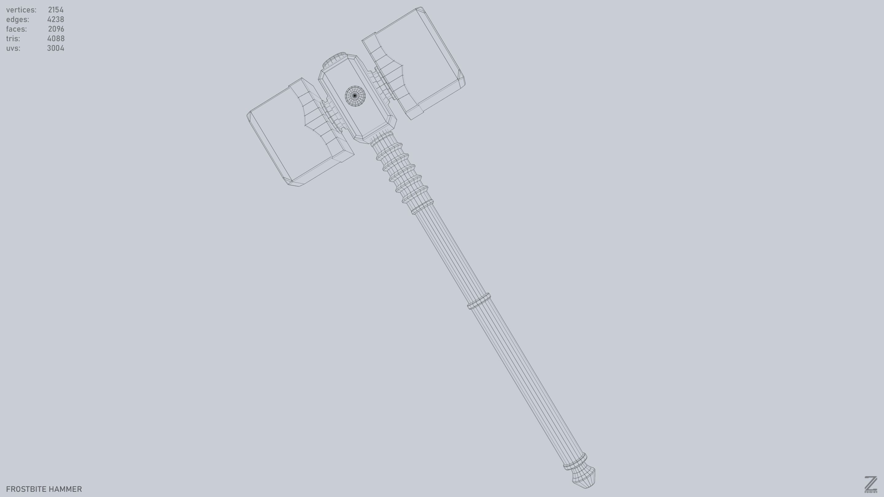 Frostbite hammer Low-poly 3D model_11