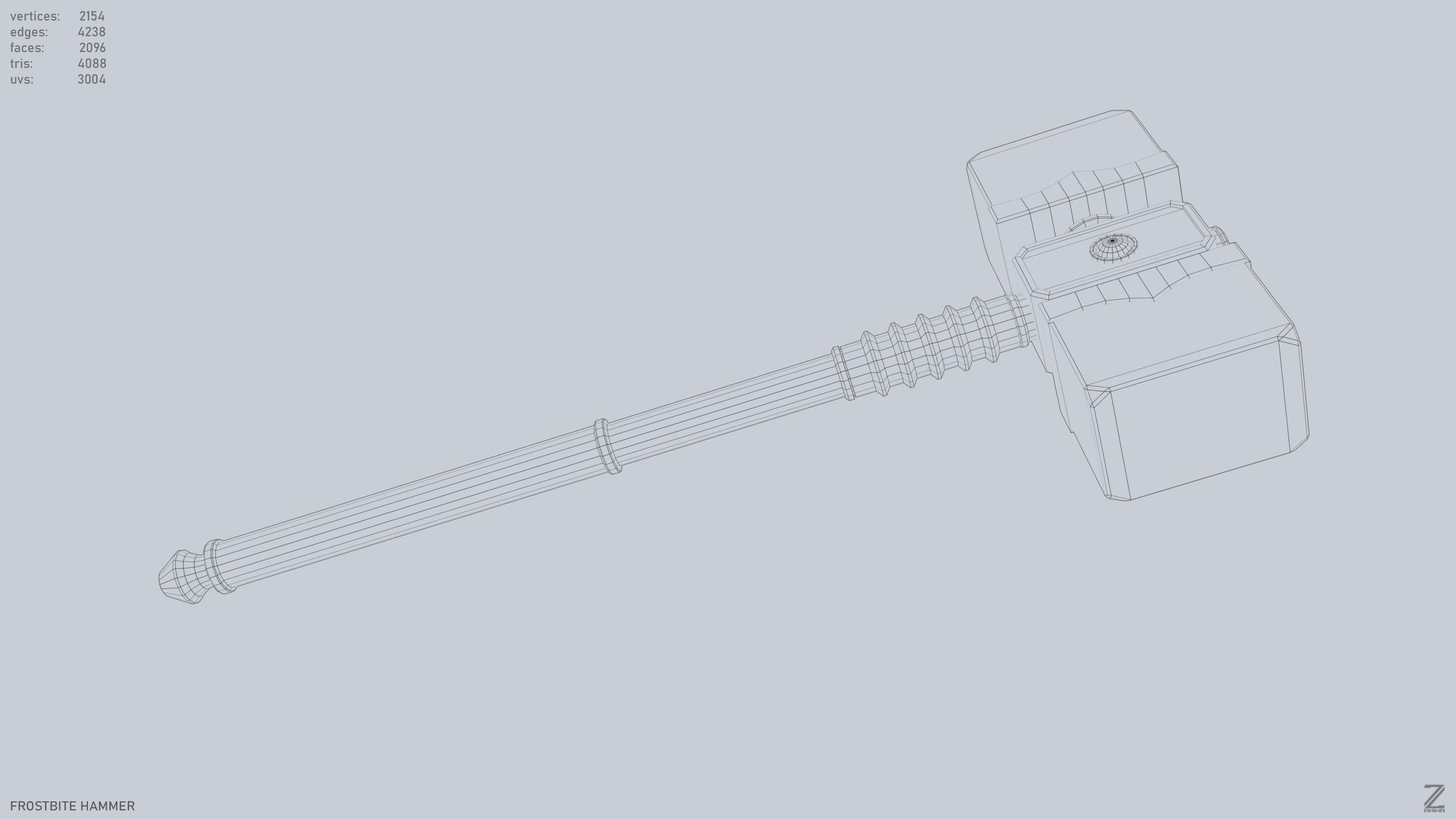 Frostbite hammer Low-poly 3D model_4