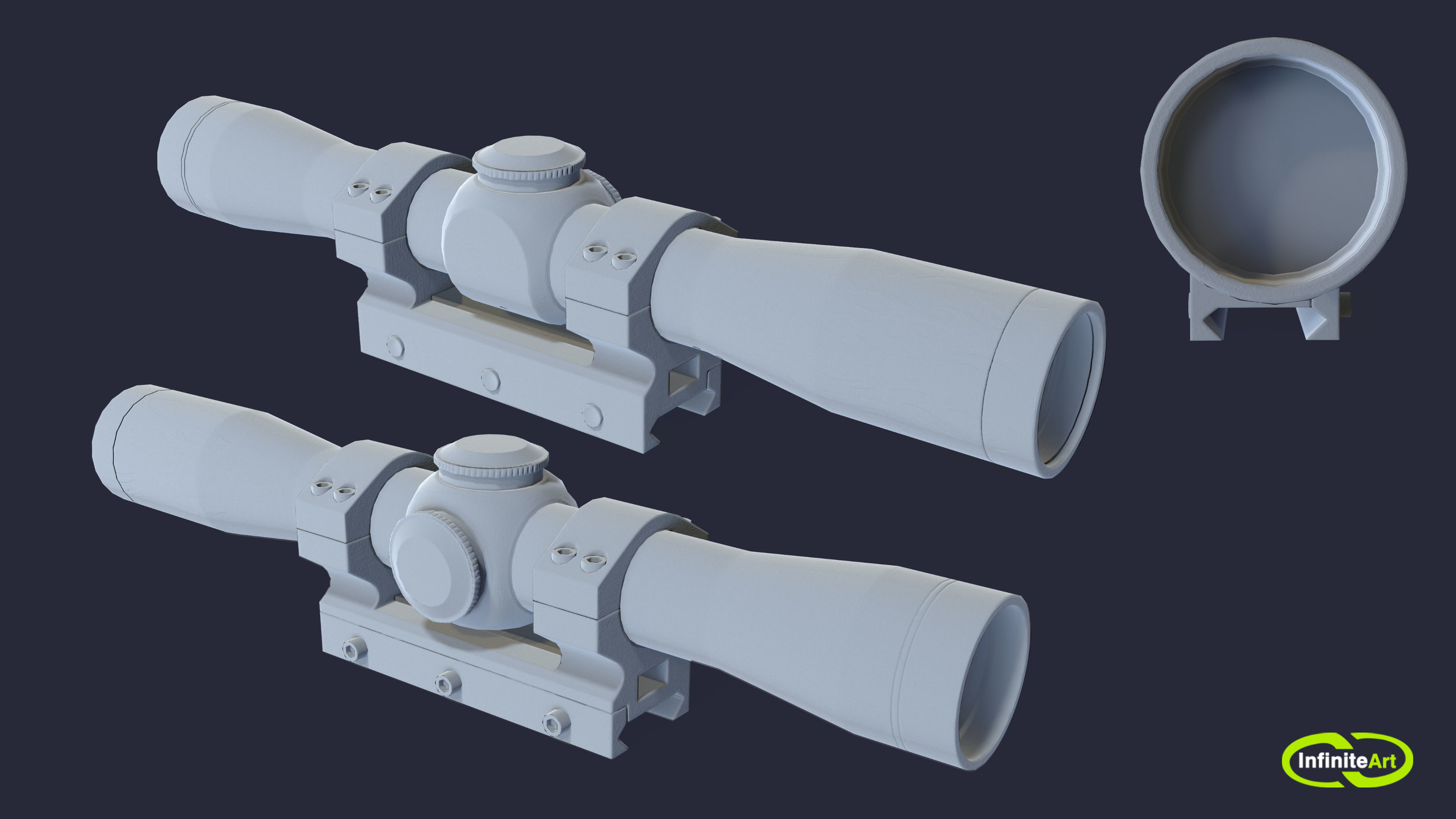 The sight is short FX II SCOUT 2-5X28 DUPLEX Low-poly 3D model_5