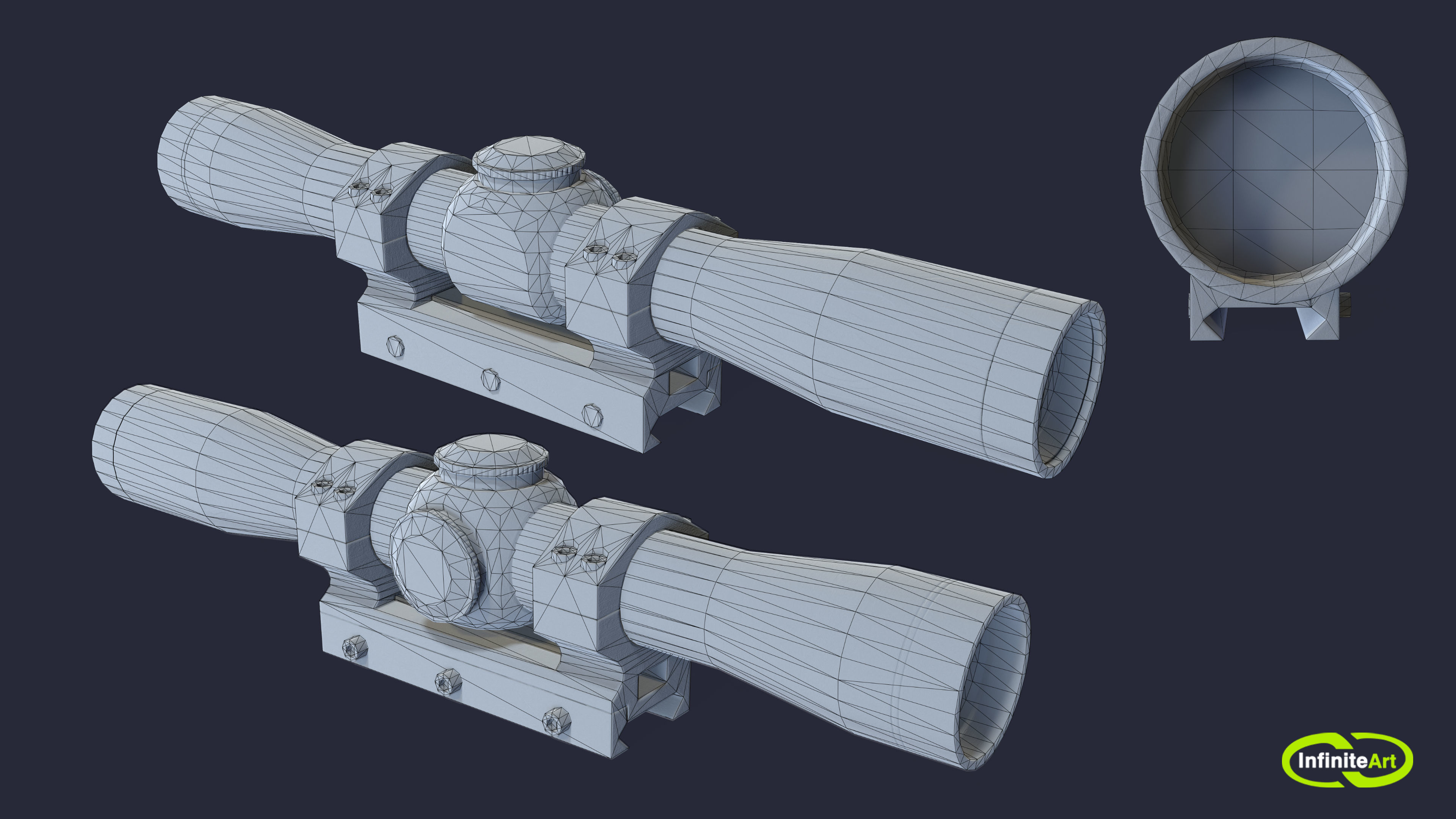 The sight is short FX II SCOUT 2-5X28 DUPLEX Low-poly 3D model_6