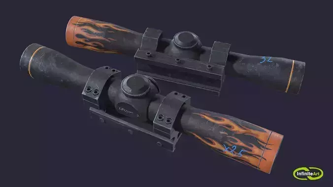 The sight is short FX II SCOUT 2-5X28 DUPLEX Low-poly 3D model