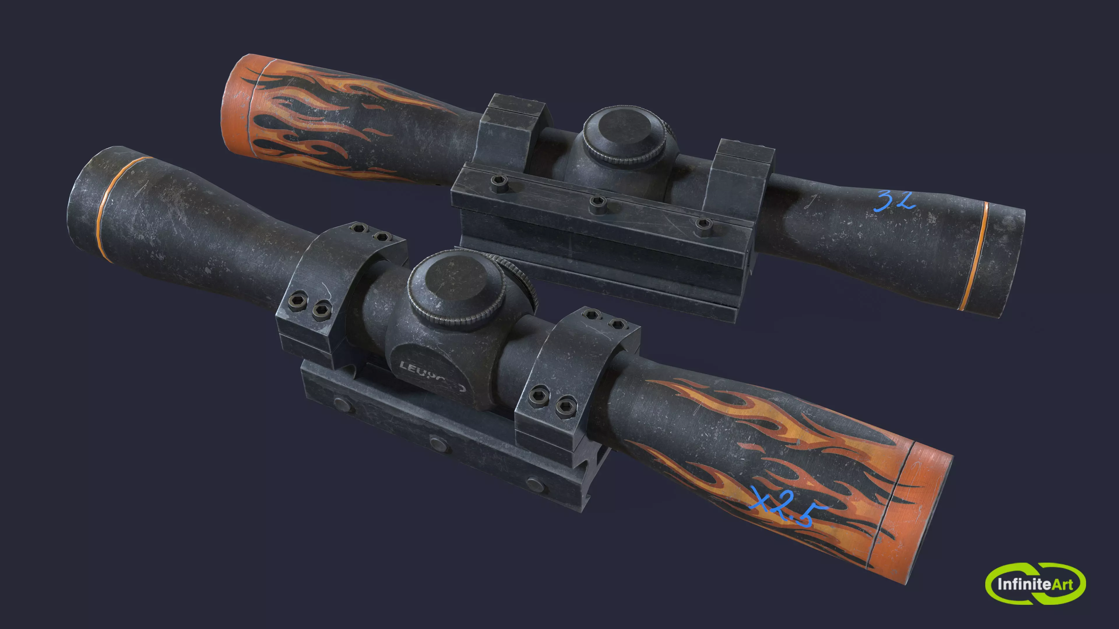 The sight is short FX II SCOUT 2-5X28 DUPLEX Low-poly 3D model_0