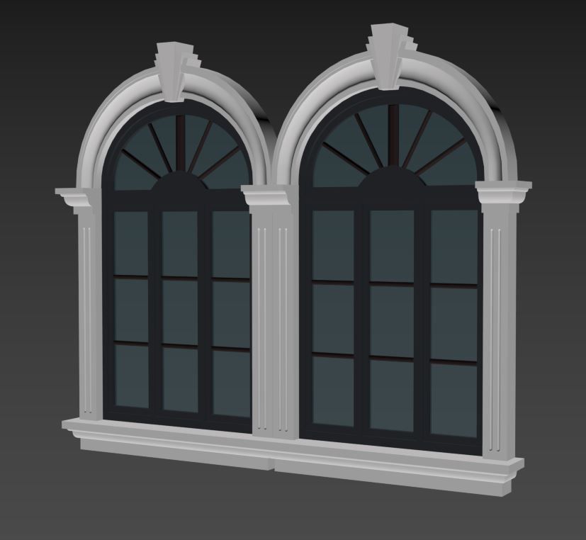 Classical Molding Window Low-poly 3D model_1