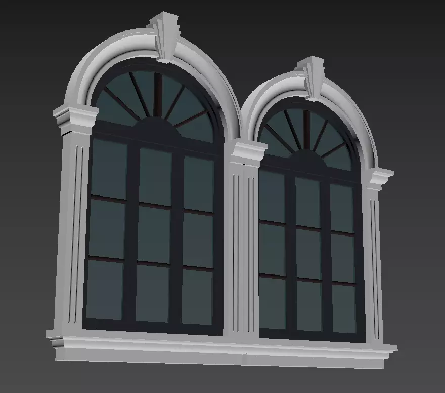 Classical Molding Window Low-poly 3D model_0