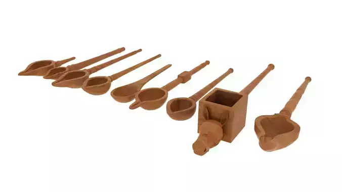 pooja wood spoon 3d model