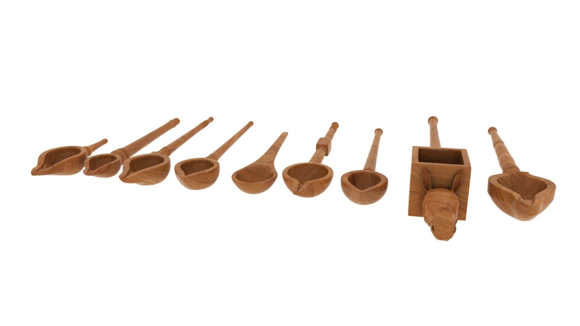 pooja wood spoon 3d model 3D model_3