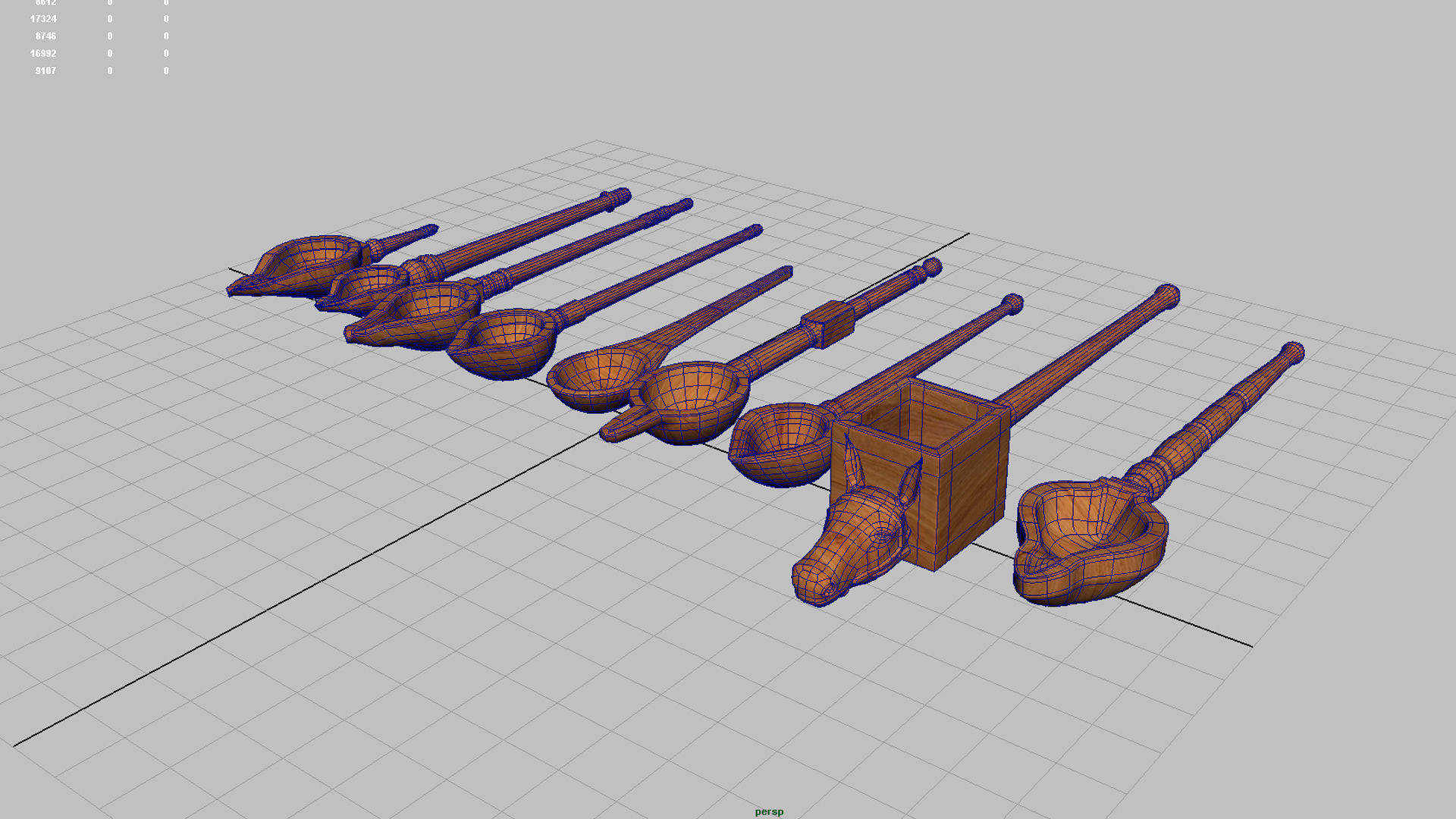 pooja wood spoon 3d model 3D model_8