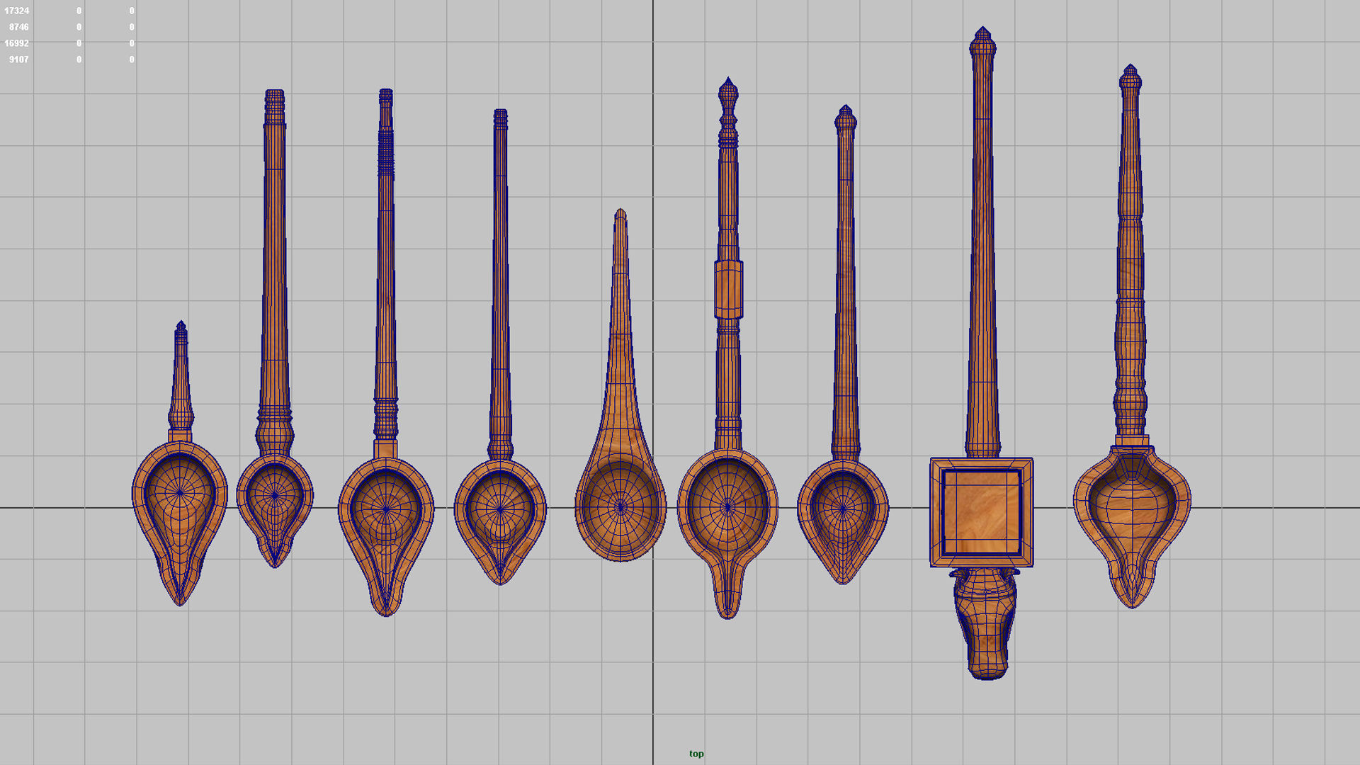 pooja wood spoon 3d model 3D model_7