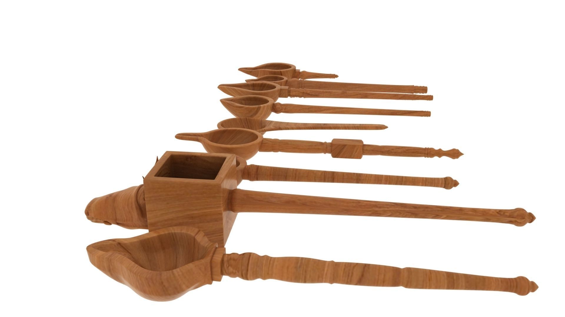 pooja wood spoon 3d model 3D model_6