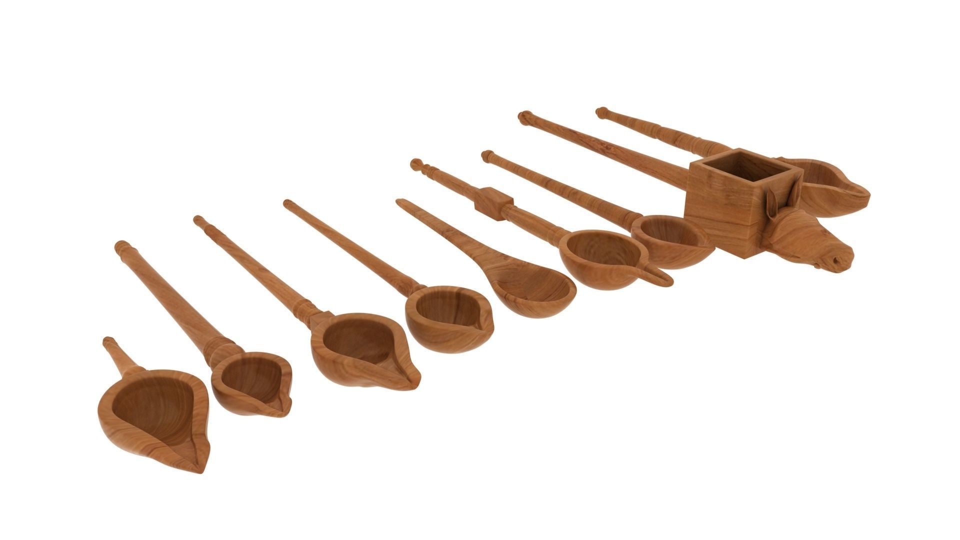 pooja wood spoon 3d model 3D model_4