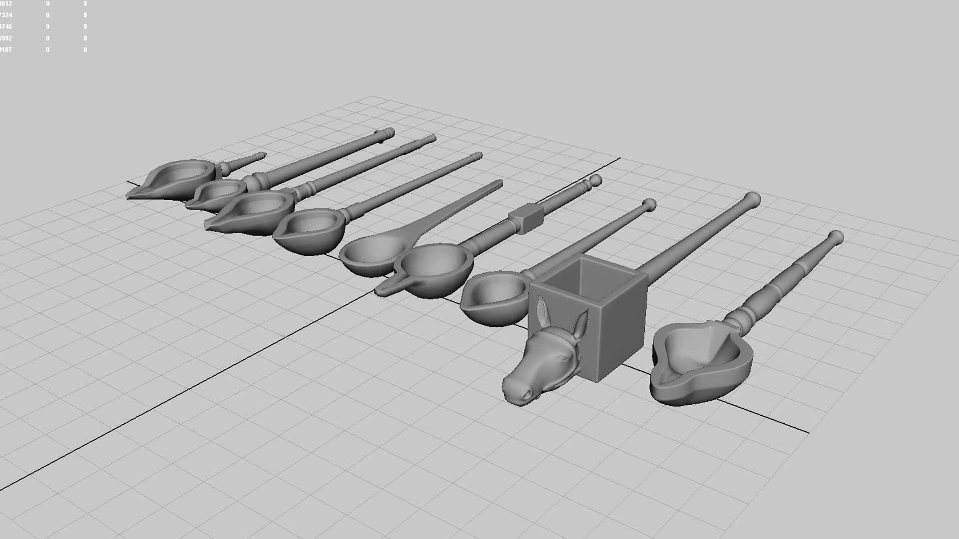 pooja wood spoon 3d model 3D model_2