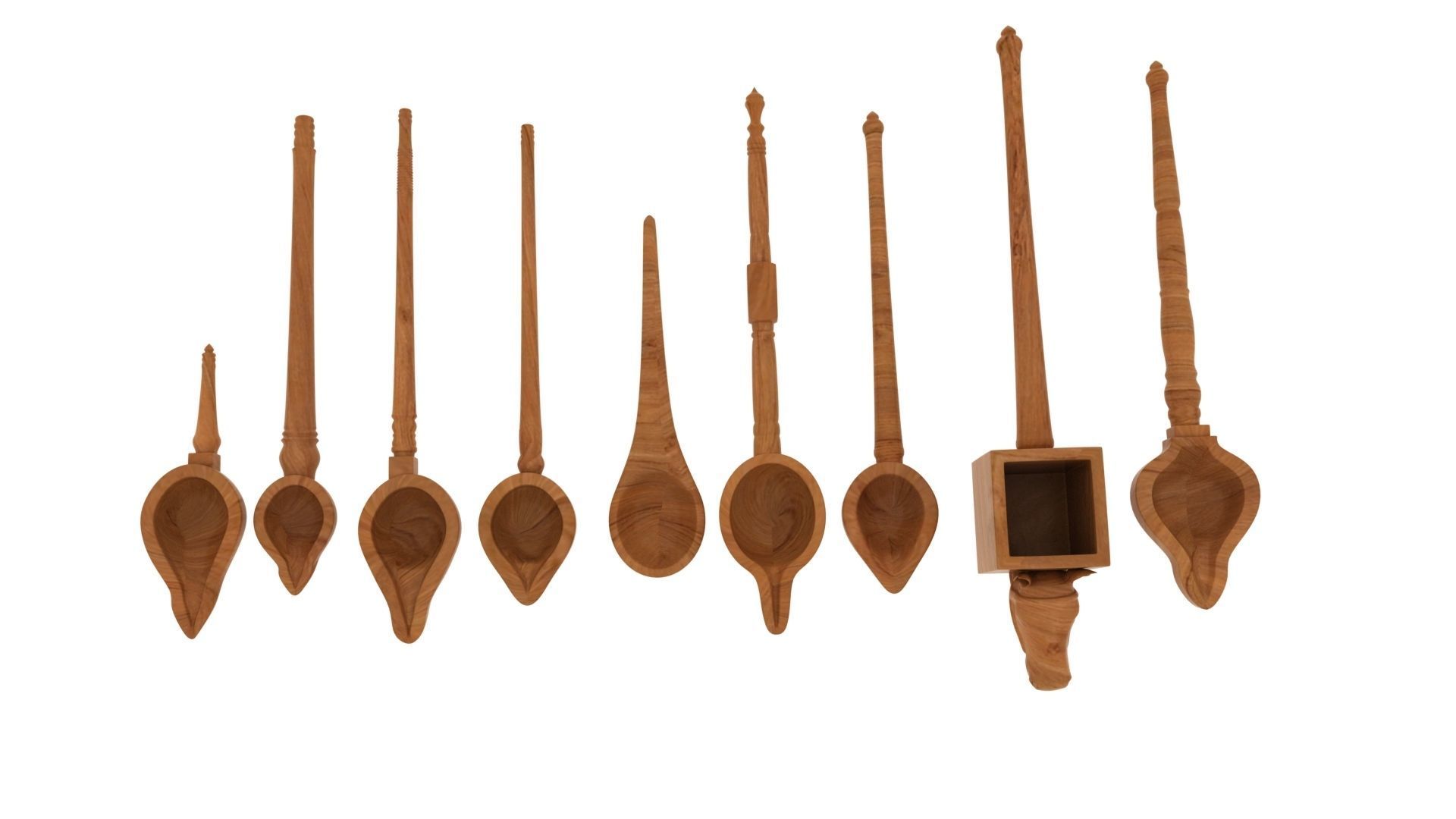 pooja wood spoon 3d model 3D model_5