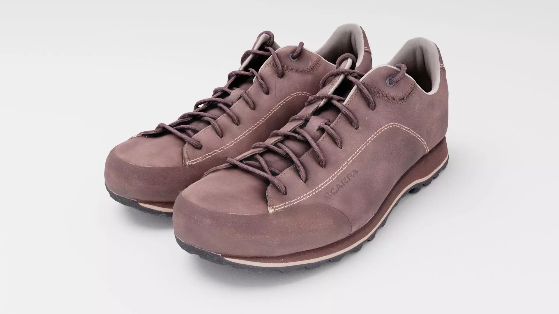 Men footwear brown leather urban and hiking shoes 3D model