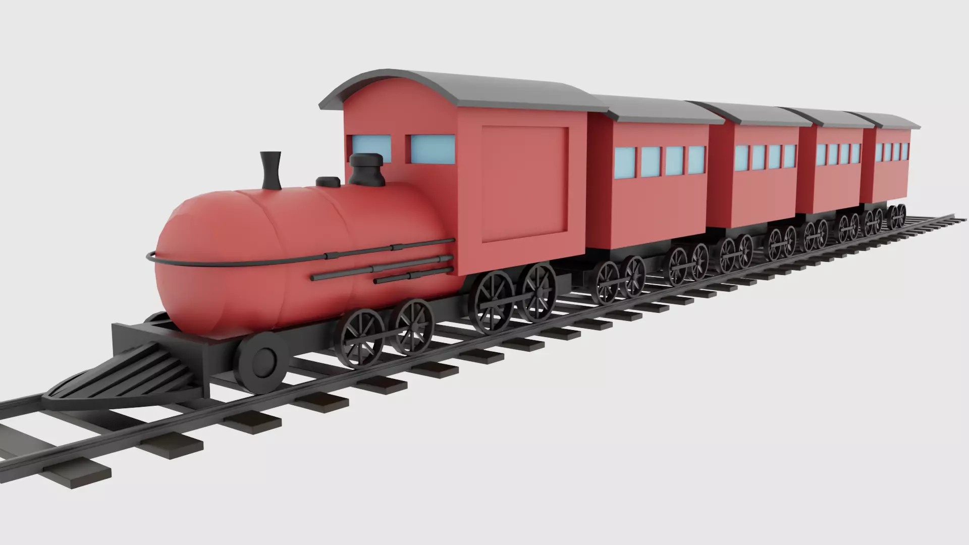 Low Poly Cartoon Train Rigged Low-poly 3D model_0