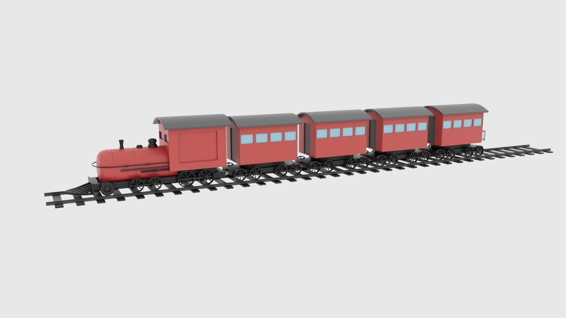 Low Poly Cartoon Train Rigged Low-poly 3D model_7
