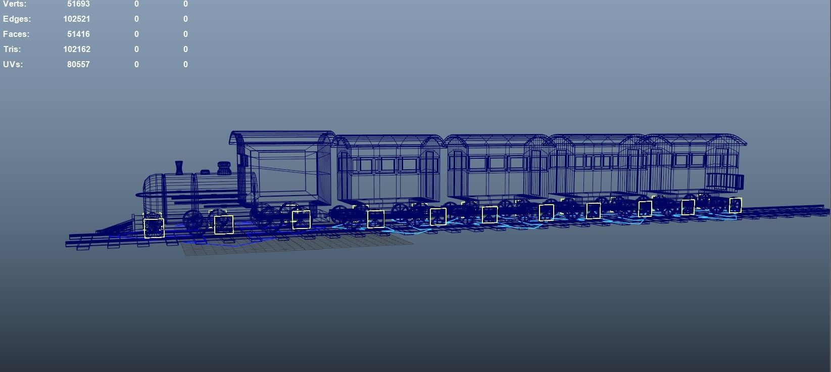 Low Poly Cartoon Train Rigged Low-poly 3D model_10