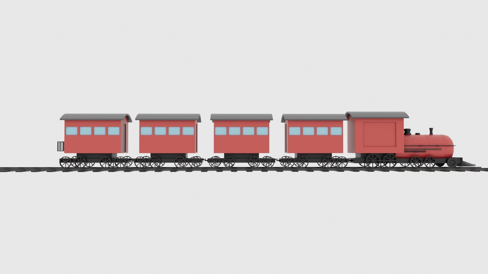 Low Poly Cartoon Train Rigged Low-poly 3D model_8