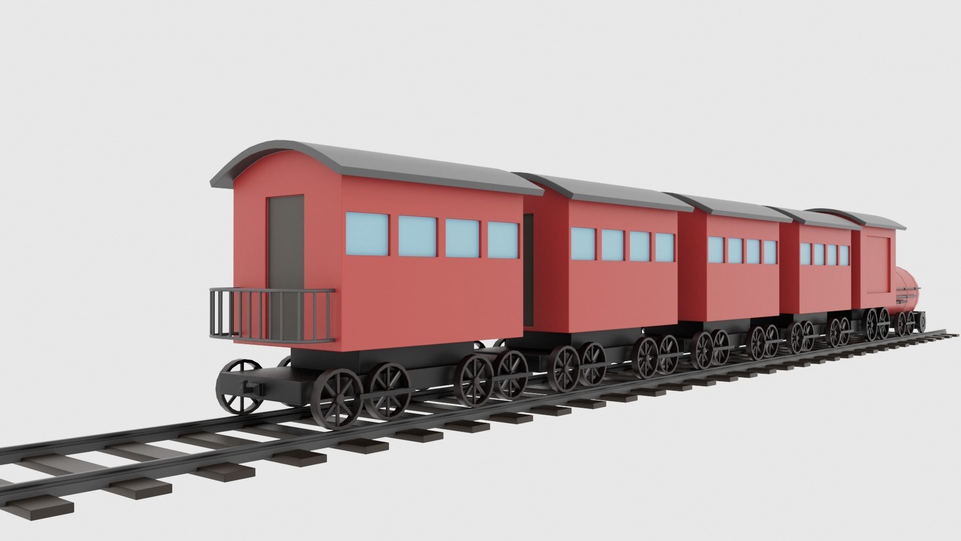 Low Poly Cartoon Train Rigged Low-poly 3D model_3