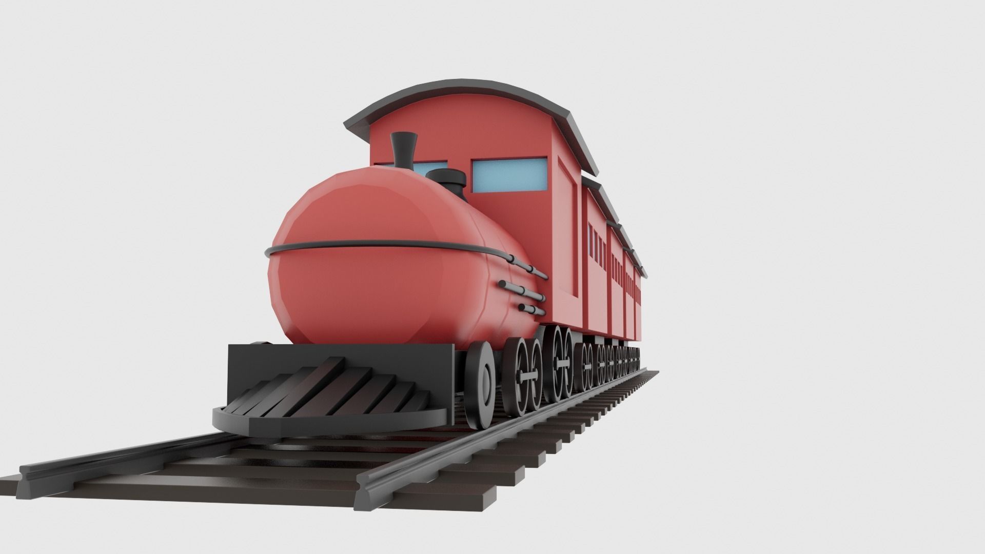 Low Poly Cartoon Train Rigged Low-poly 3D model_6