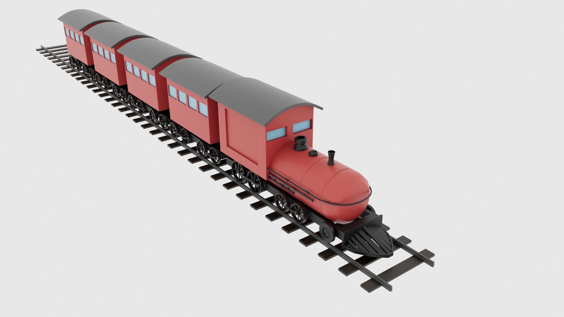 Low Poly Cartoon Train Rigged Low-poly 3D model_4