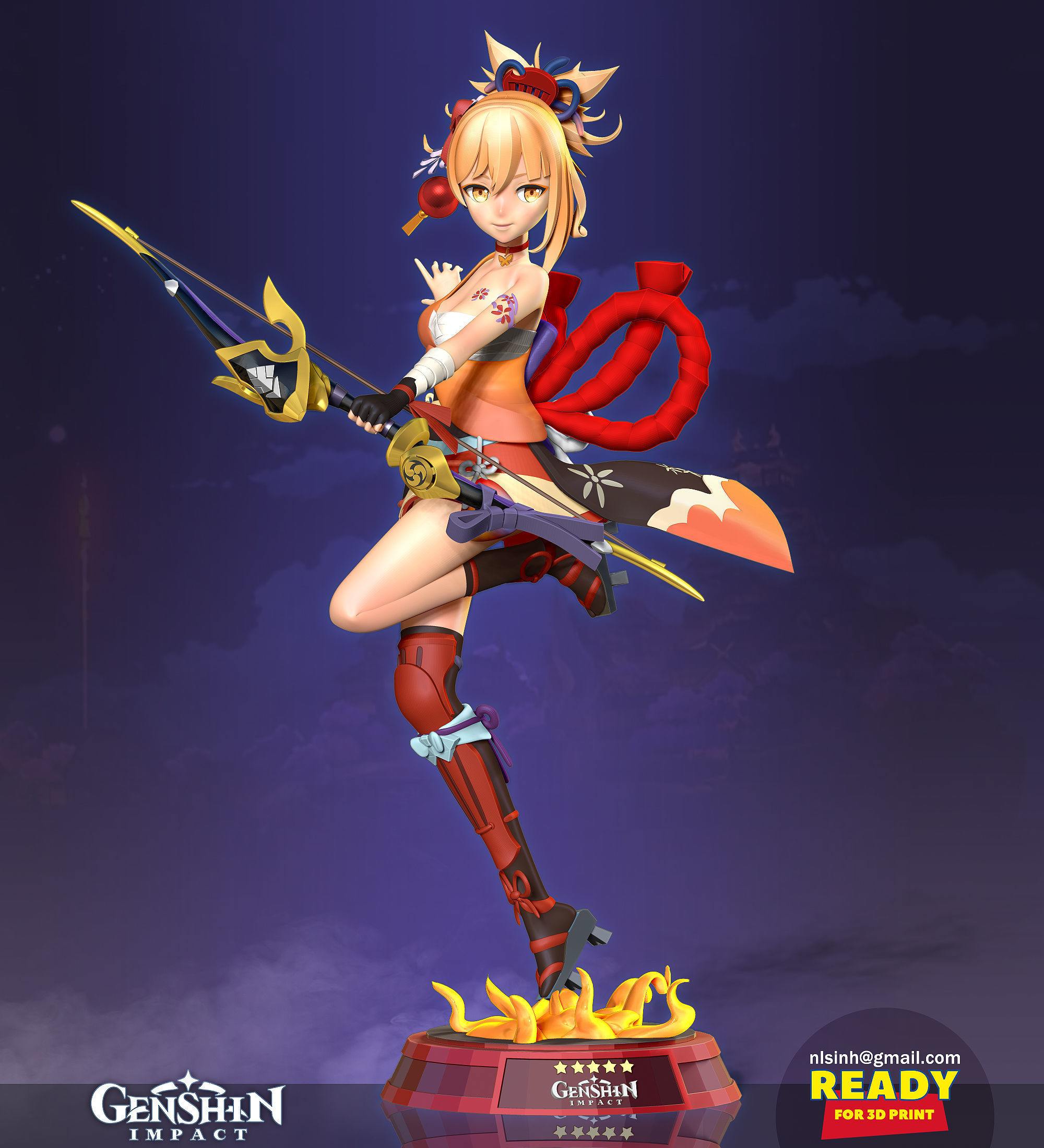 Yoimiya - Genshin Impact Fanart 3D print model_23