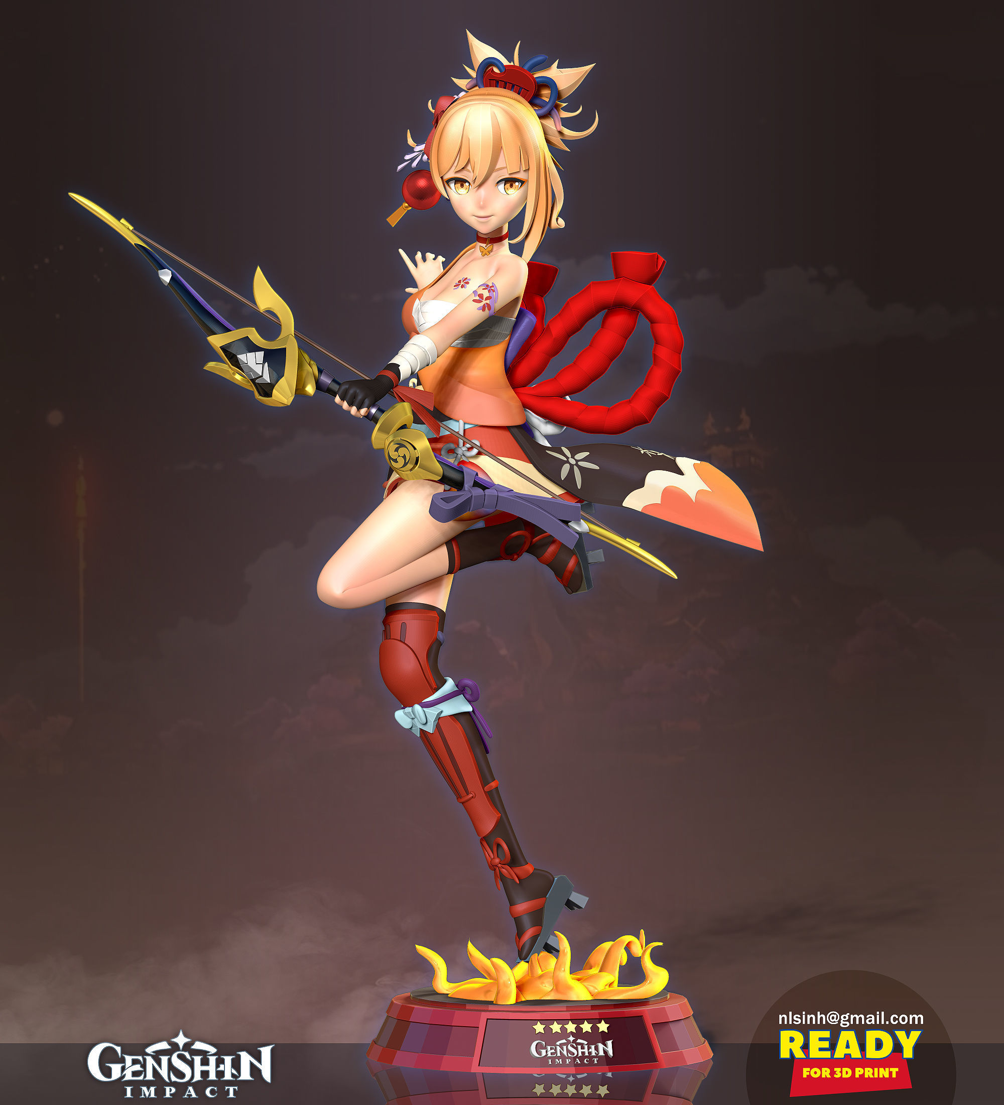 Yoimiya - Genshin Impact Fanart 3D print model_4