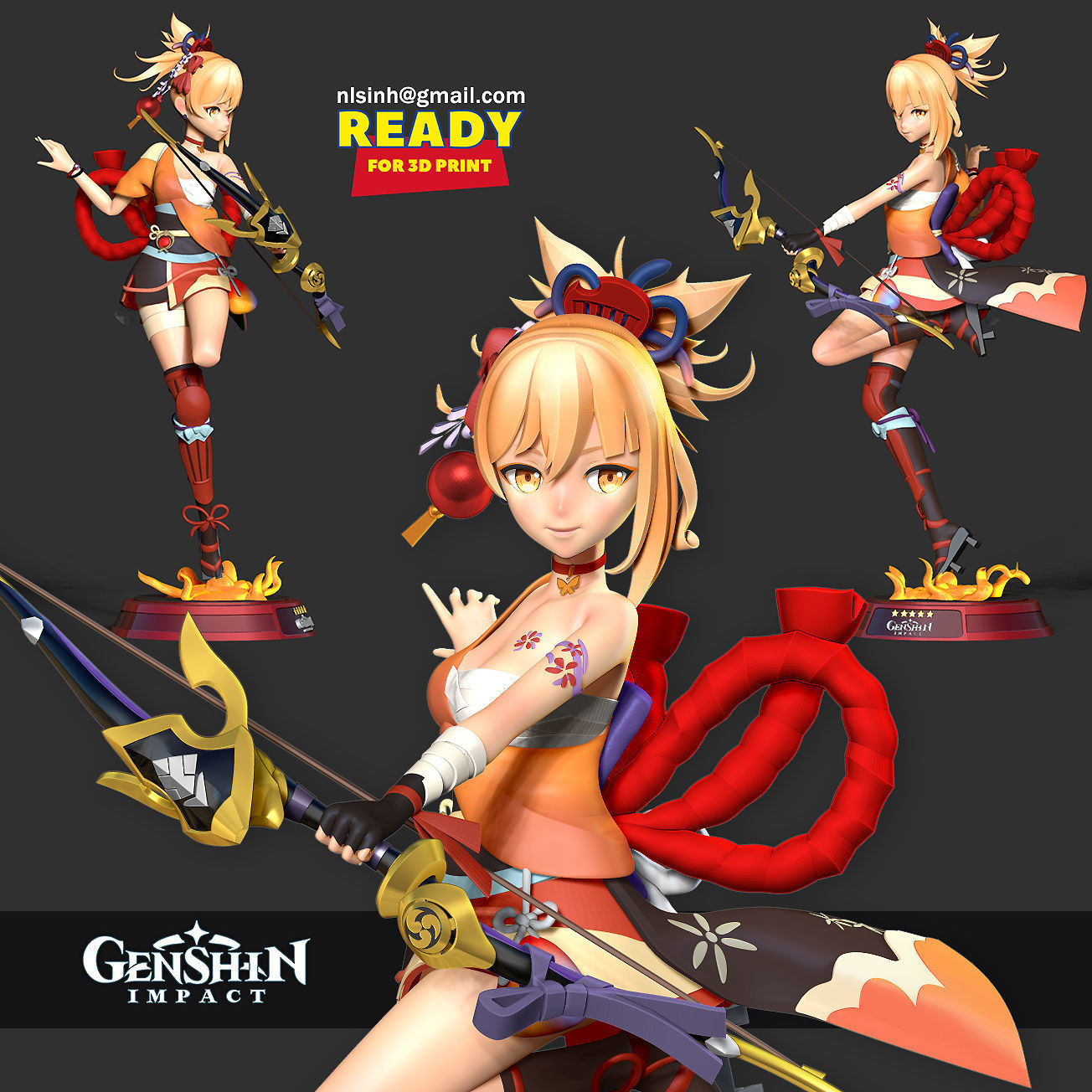 Yoimiya - Genshin Impact Fanart 3D print model_1