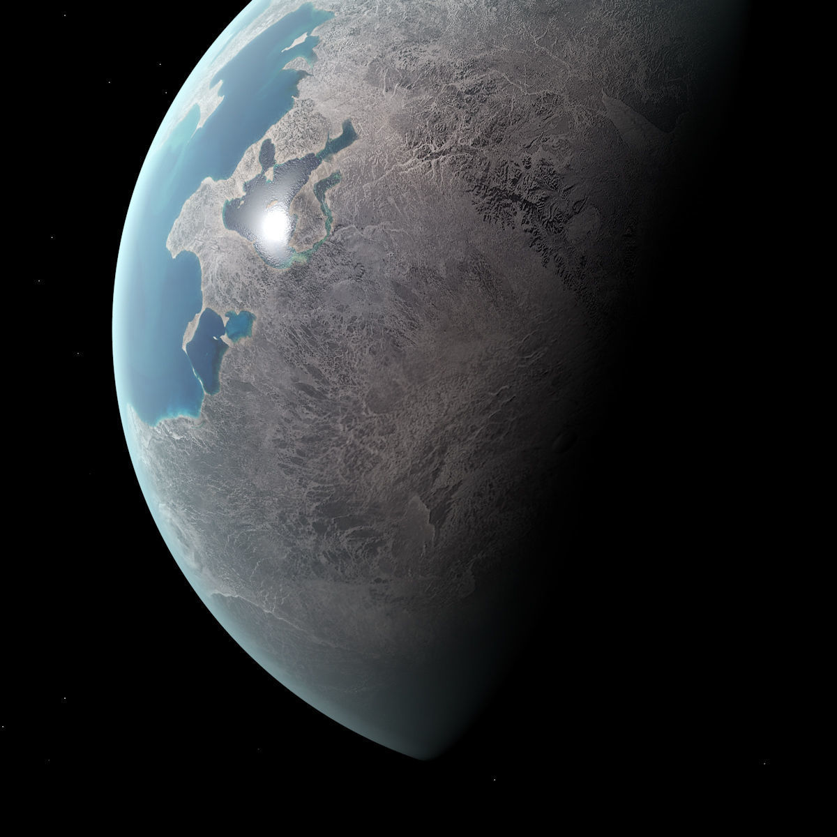 Dwarf Planet with Asteroids - Alien Planet 8k  Low-poly 3D model_7