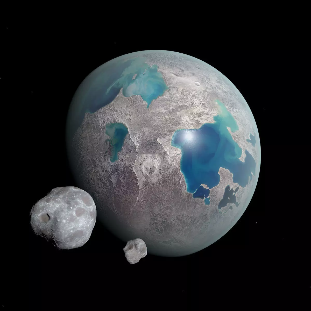 Dwarf Planet with Asteroids - Alien Planet 8k  Low-poly 3D model_0