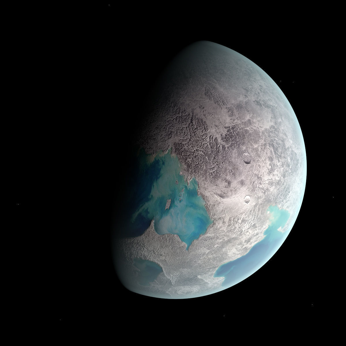 Dwarf Planet with Asteroids - Alien Planet 8k  Low-poly 3D model_8
