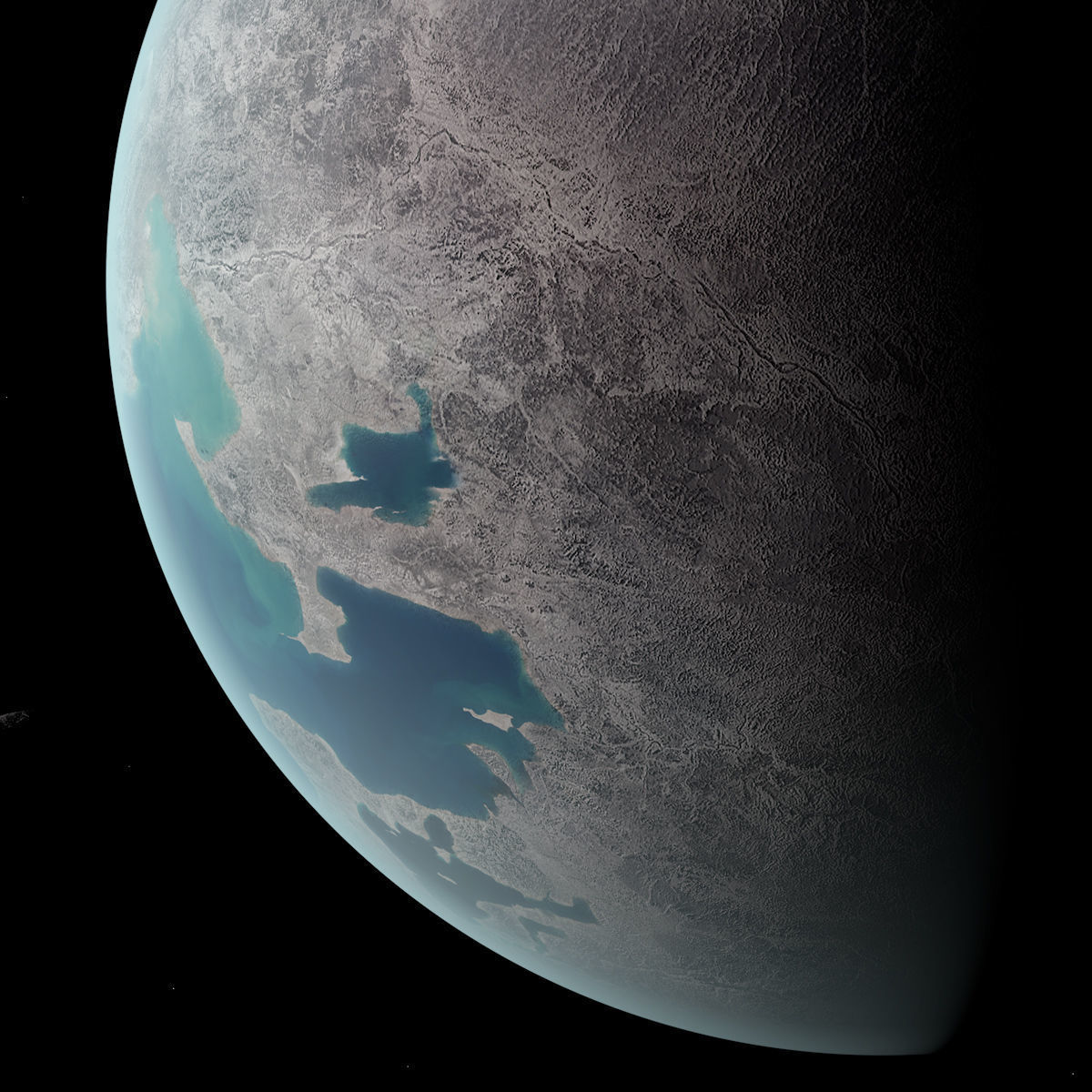 Dwarf Planet with Asteroids - Alien Planet 8k  Low-poly 3D model_10