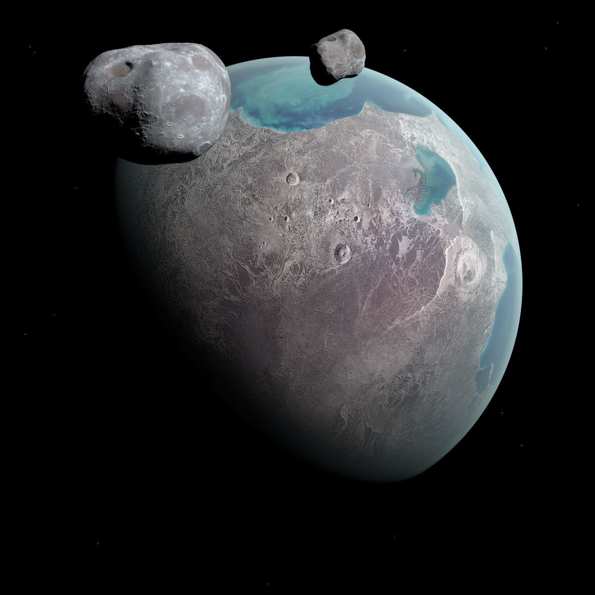 Dwarf Planet with Asteroids - Alien Planet 8k  Low-poly 3D model_3
