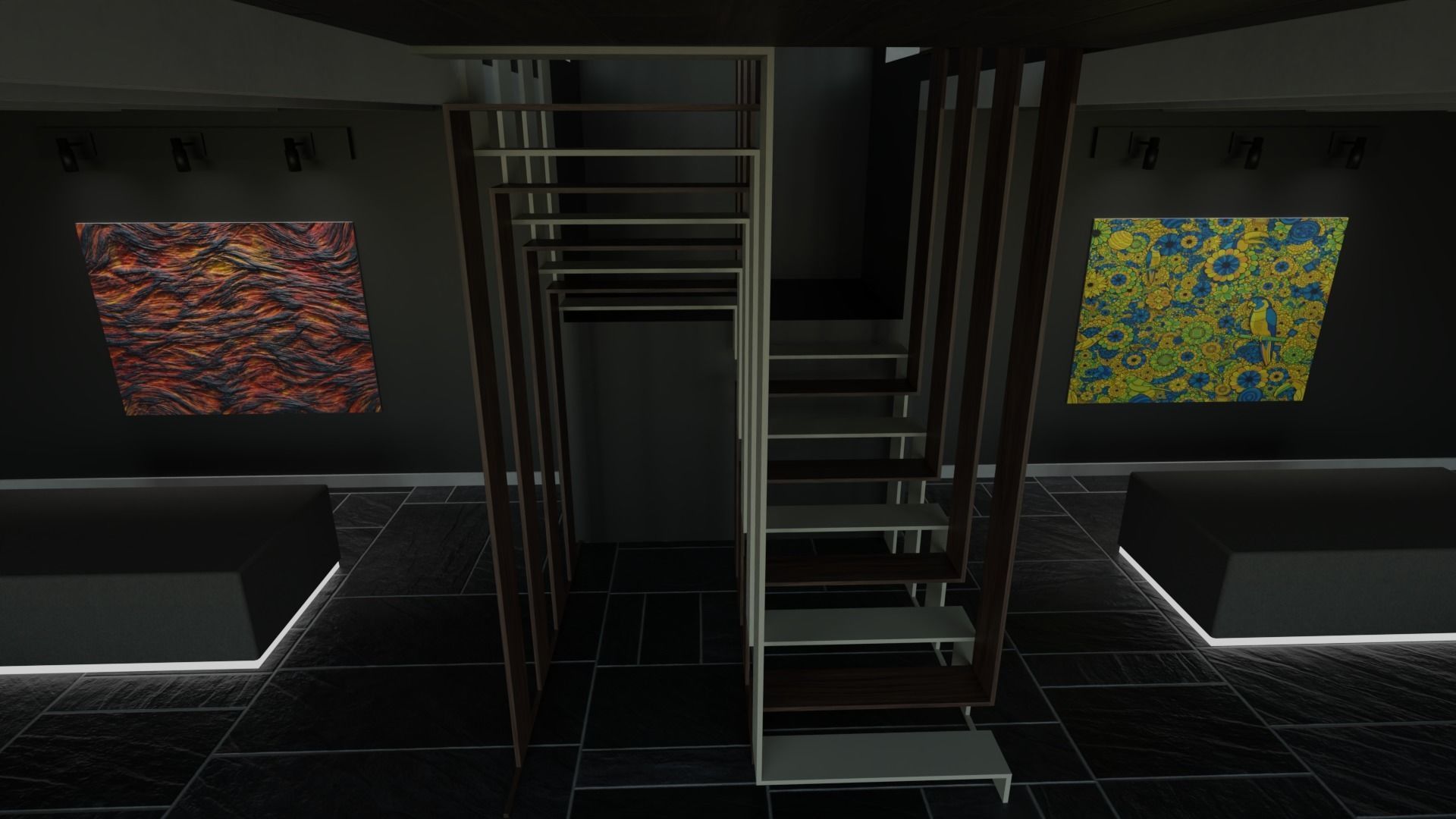3 level Virtual Reality Gallery Low-poly 3D model_23