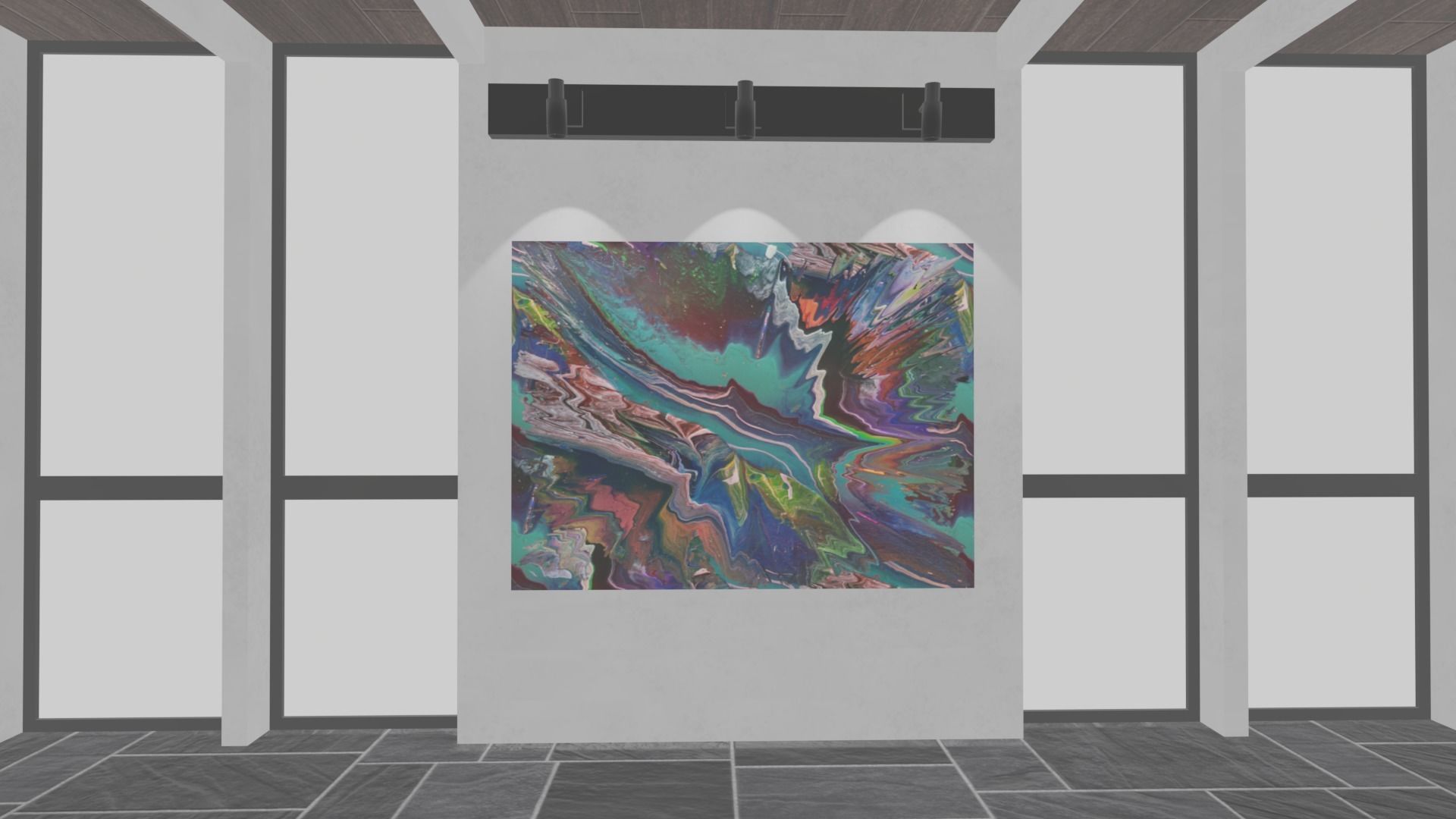 3 level Virtual Reality Gallery Low-poly 3D model_22