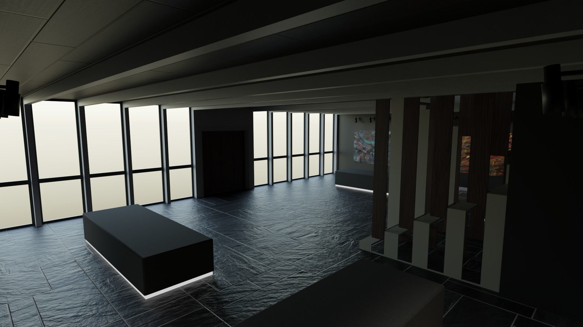 3 level Virtual Reality Gallery Low-poly 3D model_2