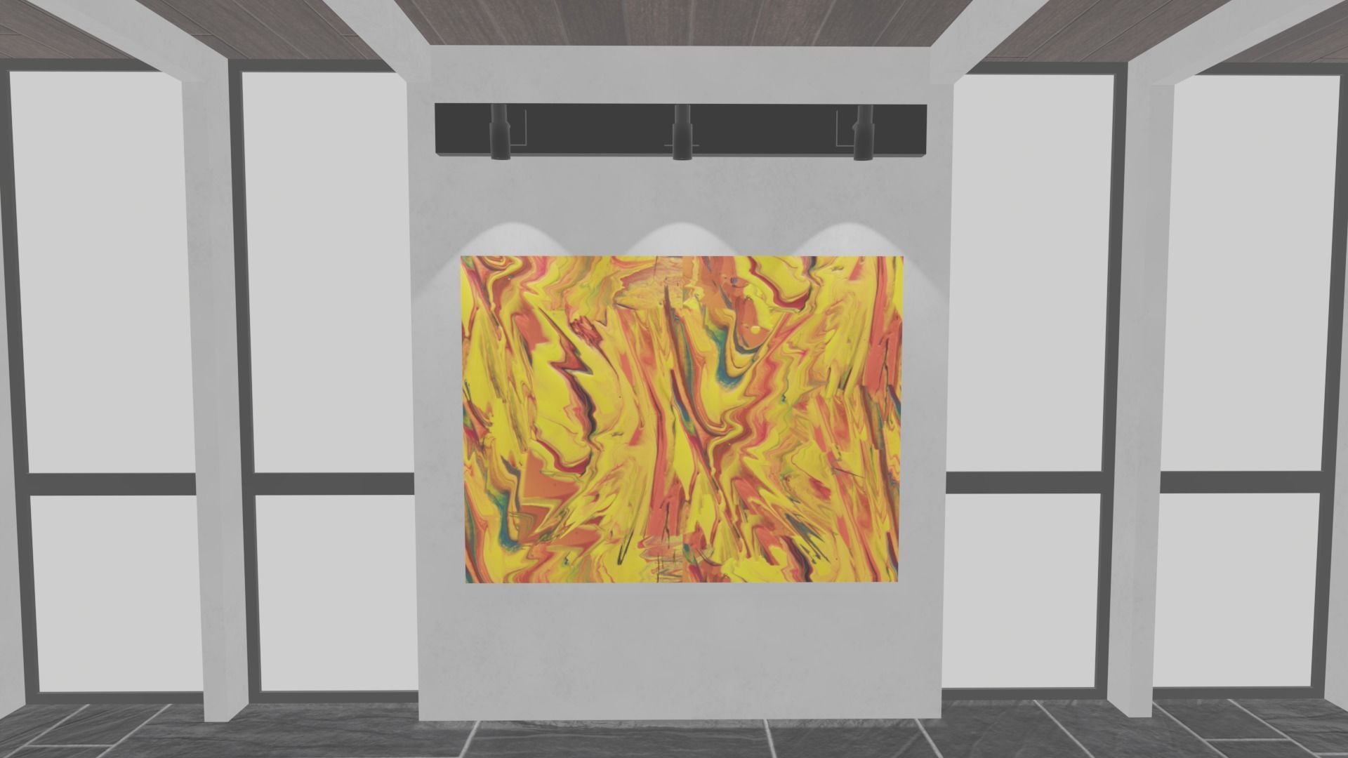 3 level Virtual Reality Gallery Low-poly 3D model_18
