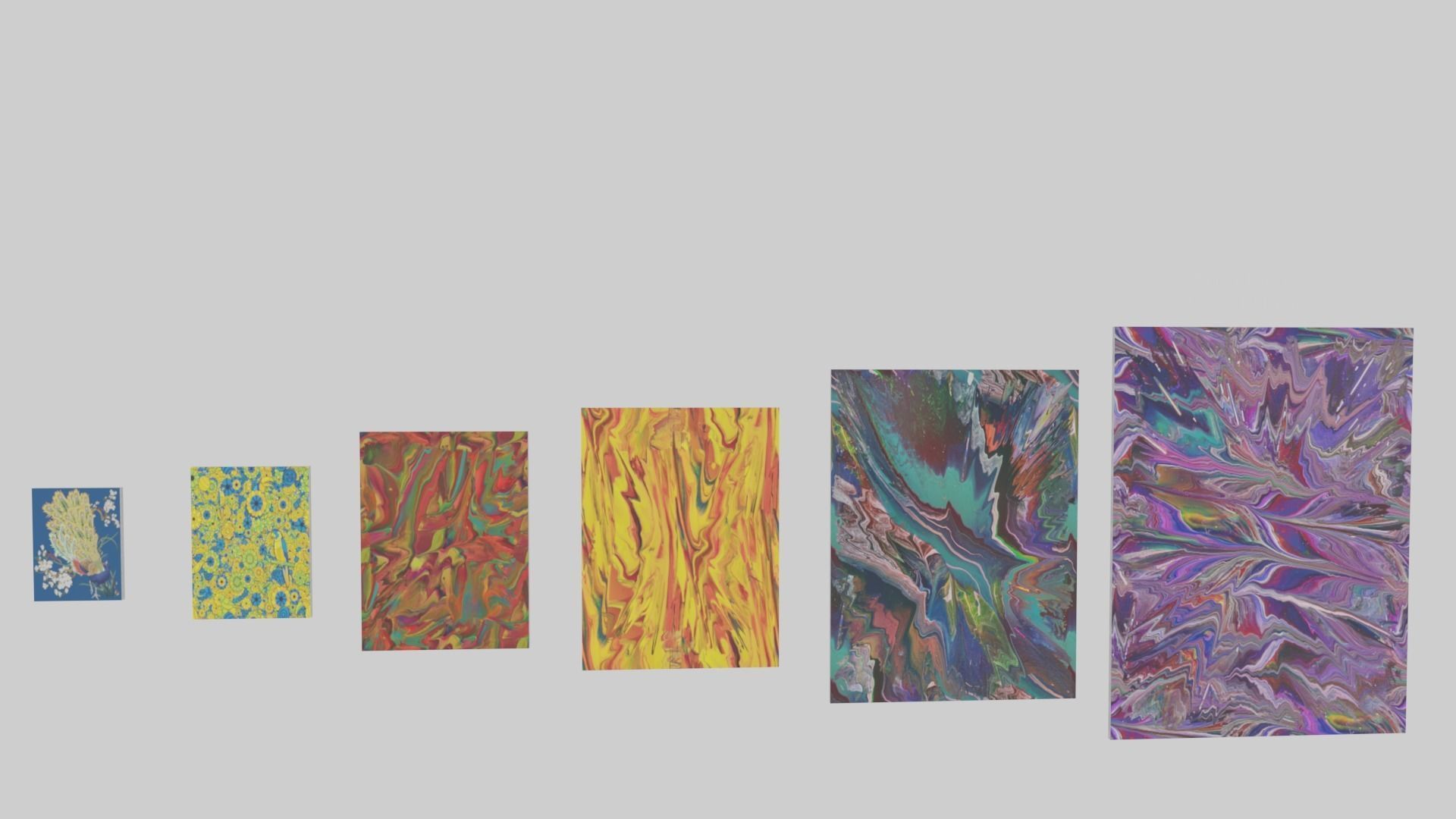 3 level Virtual Reality Gallery Low-poly 3D model_13