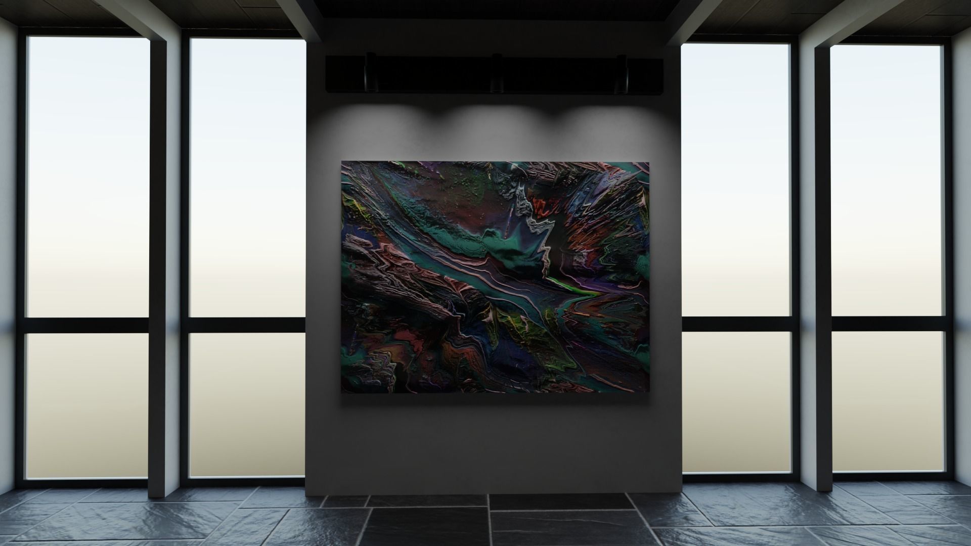 3 level Virtual Reality Gallery Low-poly 3D model_19
