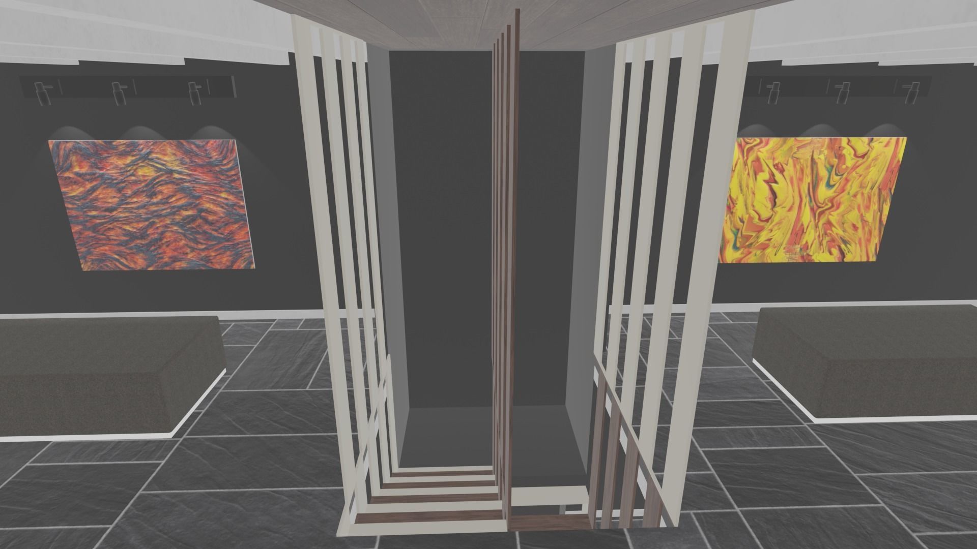 3 level Virtual Reality Gallery Low-poly 3D model_28