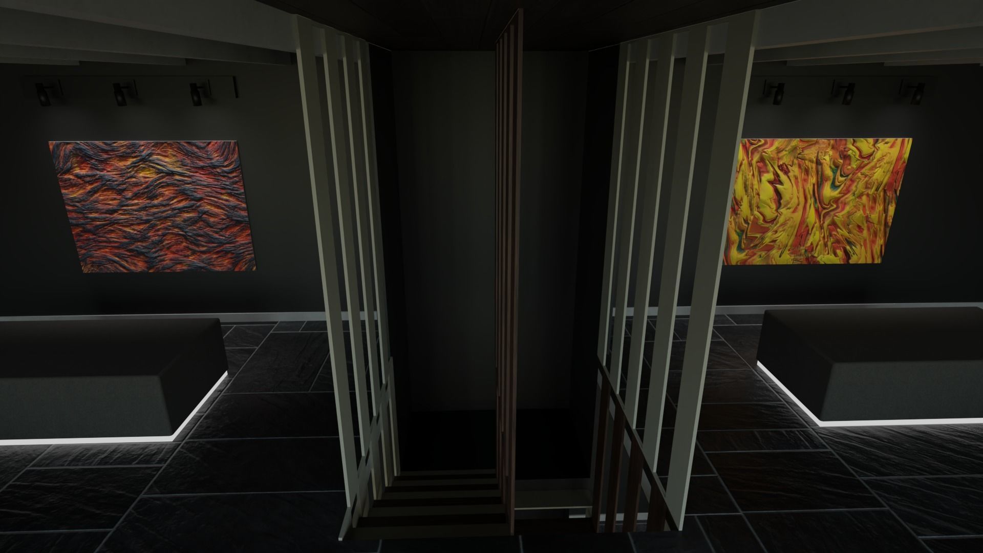 3 level Virtual Reality Gallery Low-poly 3D model_27